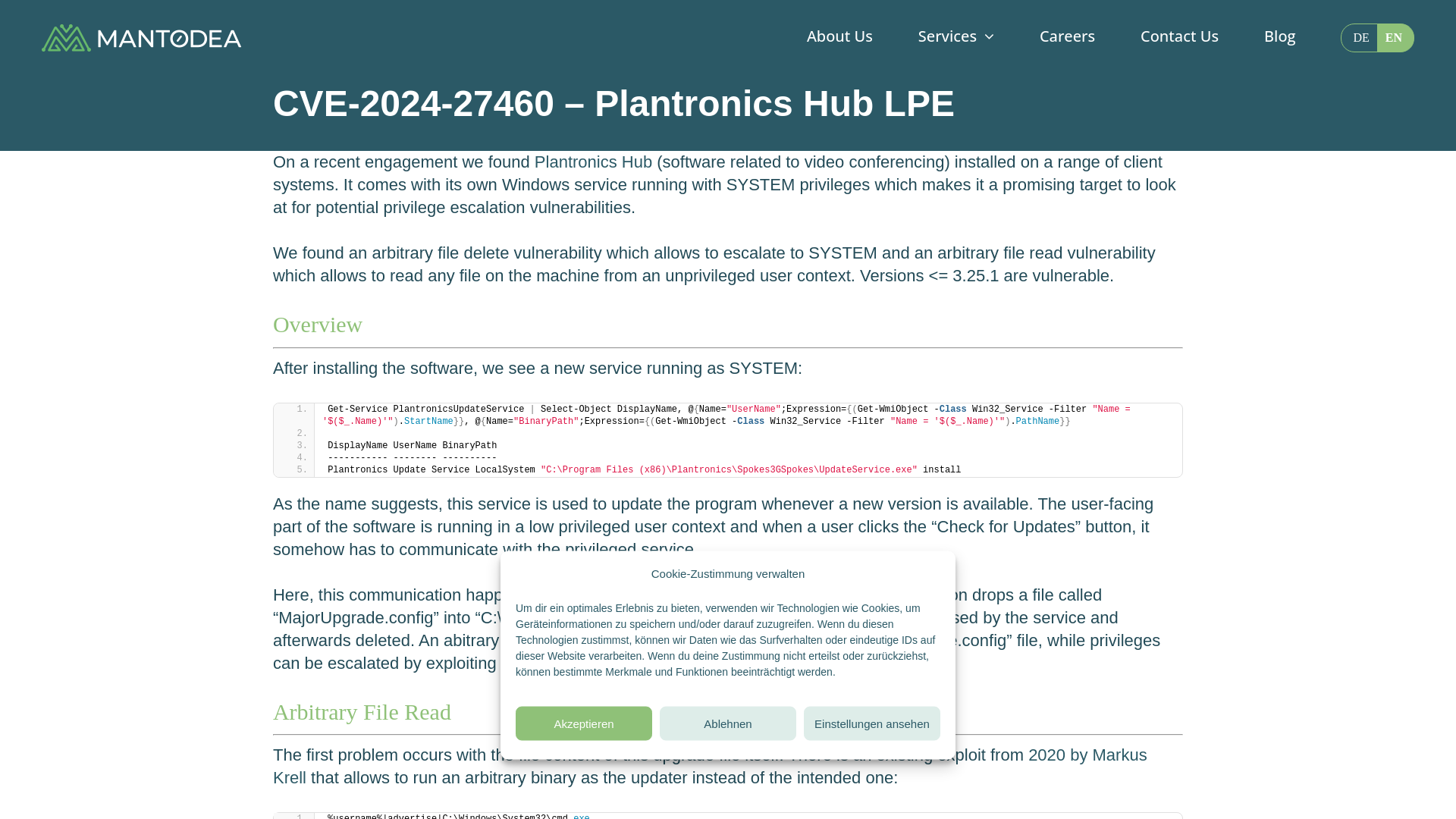 CVE-2024-27460 - Plantronics Hub LPE - Mantodea Security