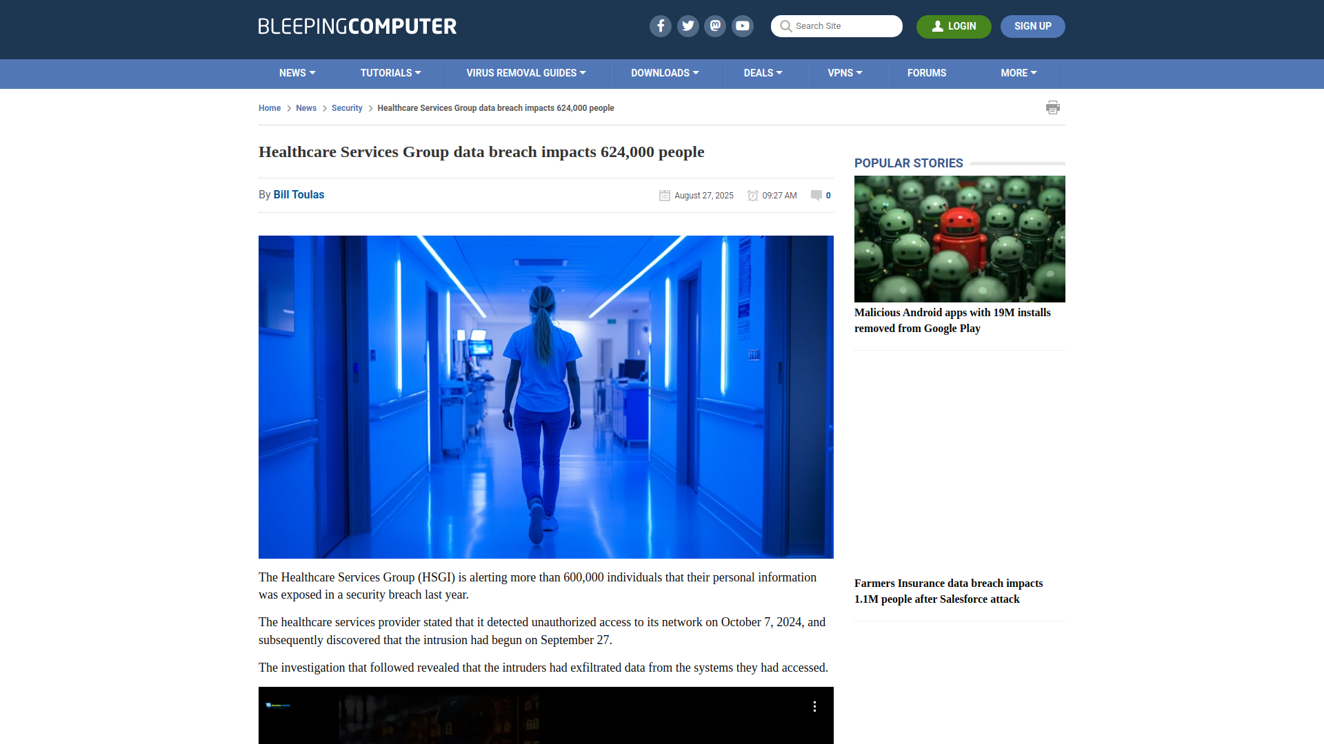 Healthcare Services Group data breach impacts 624,000 people