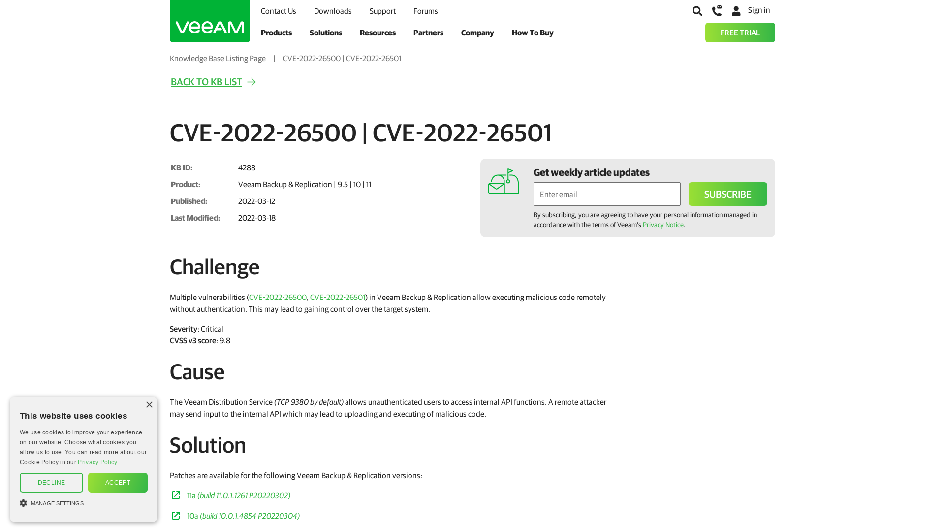 KB4288: CVE-2022-26500 | CVE-2022-26501