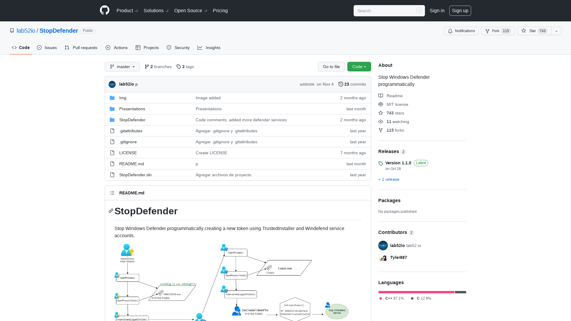 GitHub - lab52io/StopDefender: Stop Windows Defender programmatically