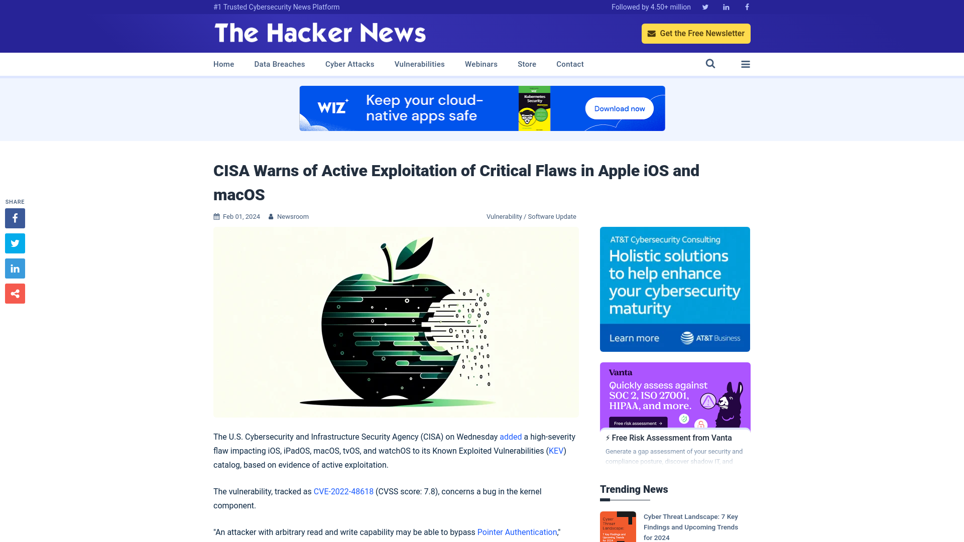 CISA Warns of Active Exploitation of Critical Flaws in Apple iOS and macOS