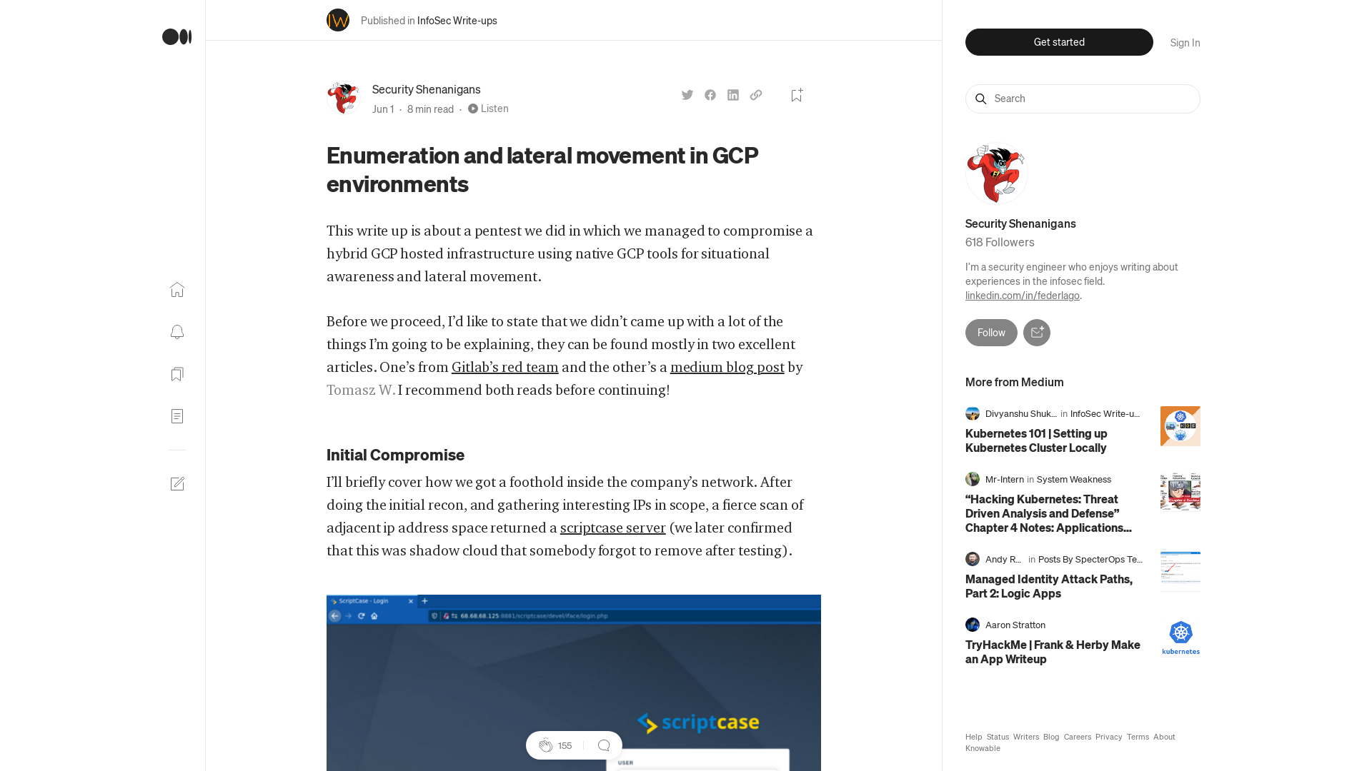Enumeration and lateral movement in GCP environments | by Security Shenanigans | InfoSec Write-ups