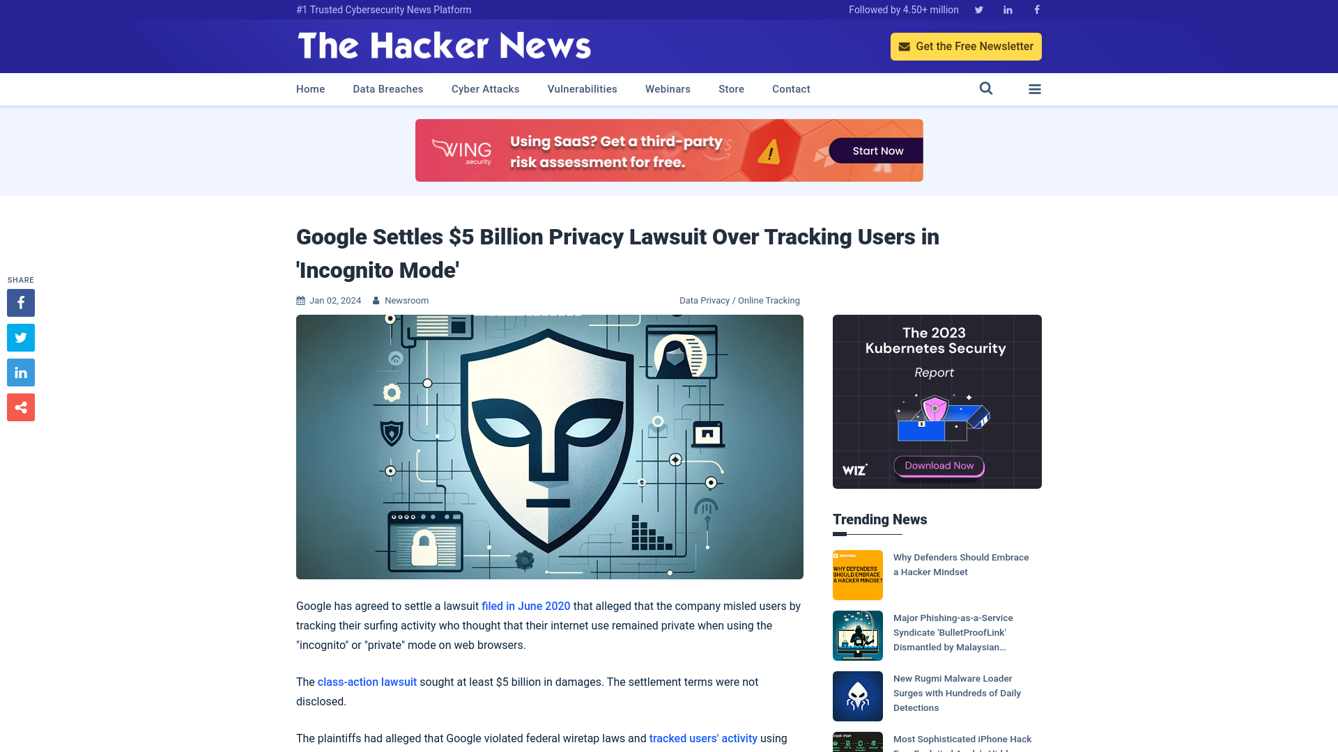 Google Settles $5 Billion Privacy Lawsuit Over Tracking Users in 'Incognito Mode'