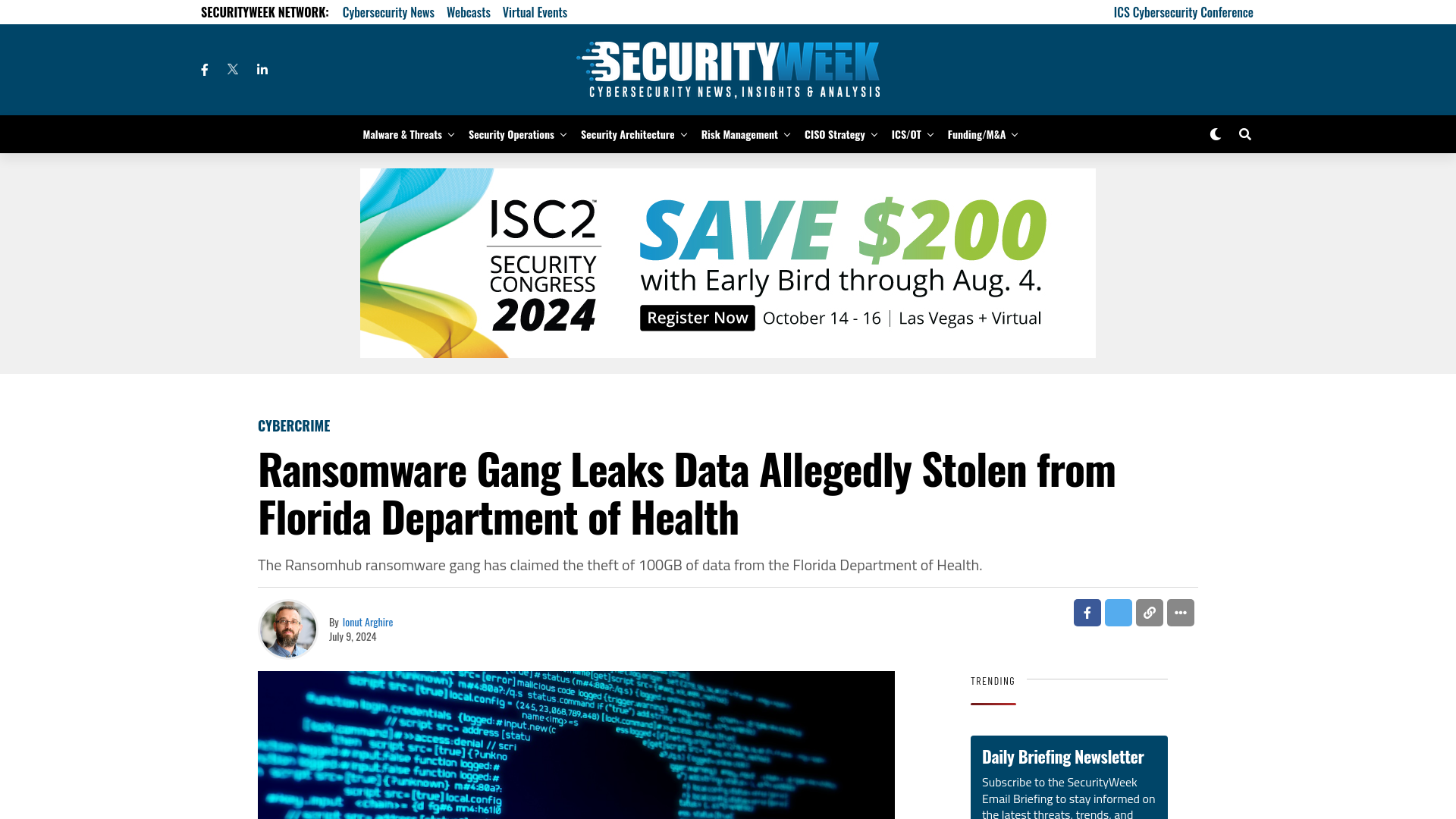 Ransomware Gang Leaks Data Allegedly Stolen from Florida Department of Health - SecurityWeek