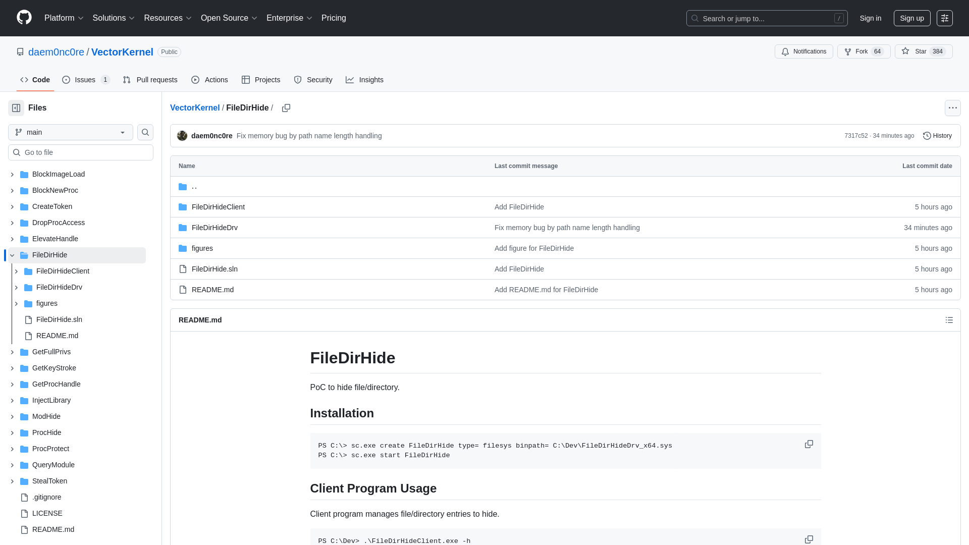 VectorKernel/FileDirHide at main · daem0nc0re/VectorKernel · GitHub