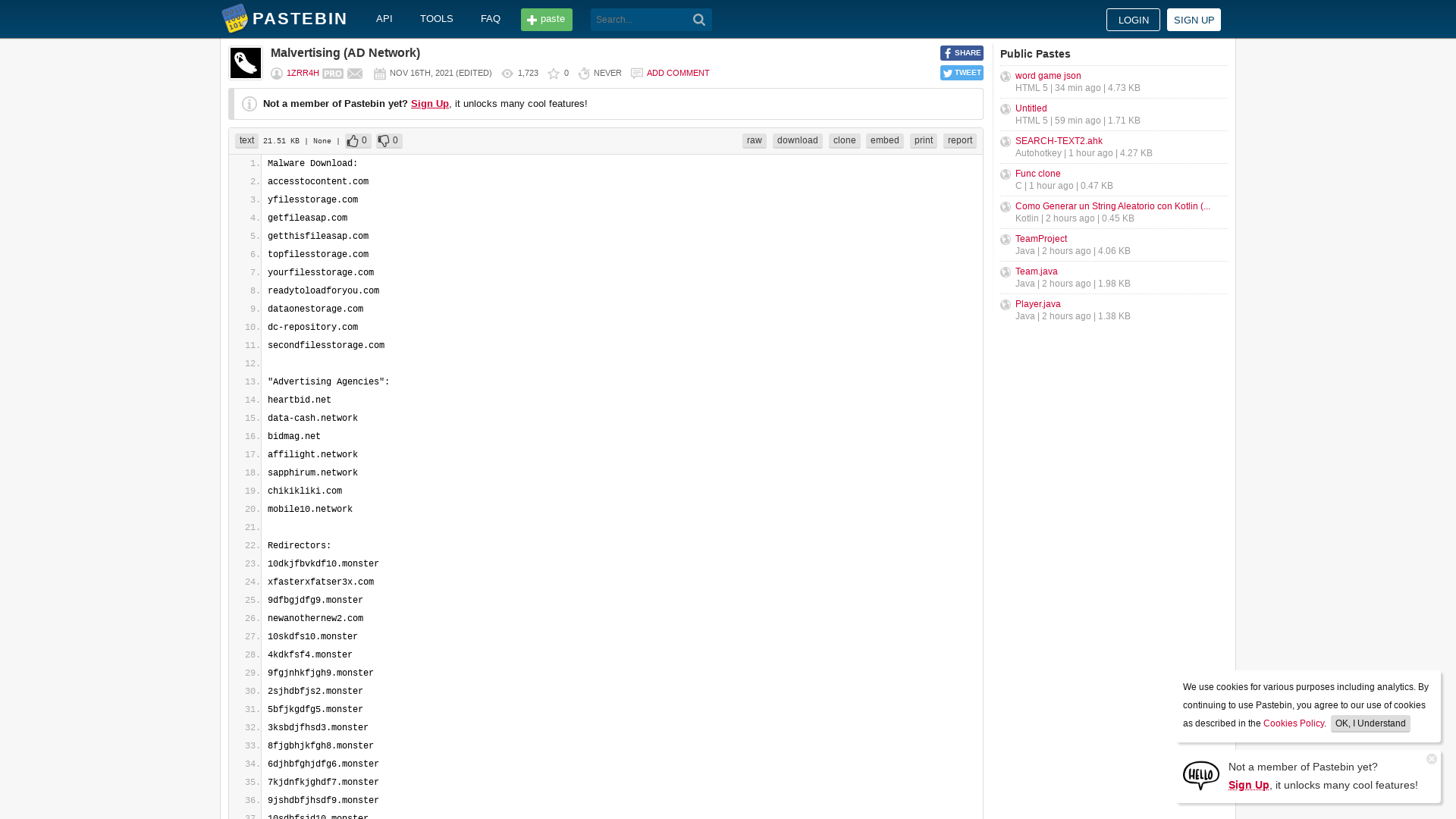 Malvertising (AD Network) - Pastebin.com