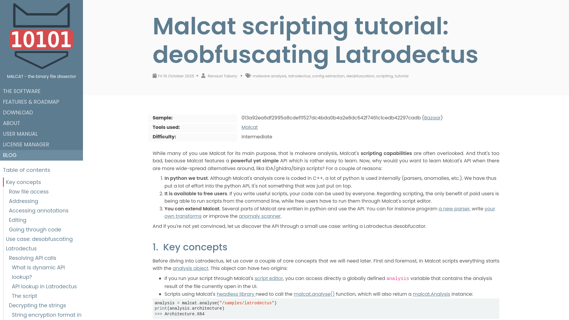 Malcat scripting tutorial: deobfuscating Latrodectus