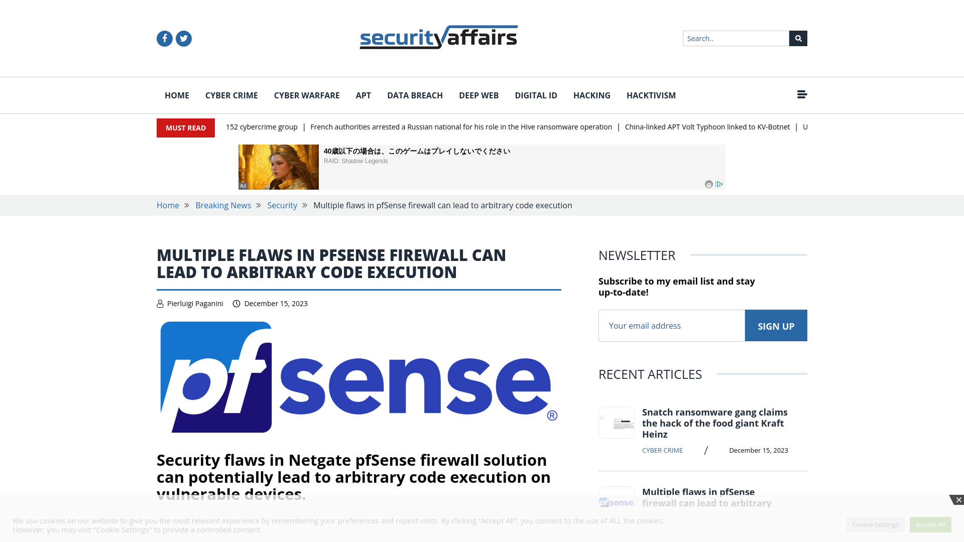 Flaws in pfSense firewall can lead to arbitrary code execution