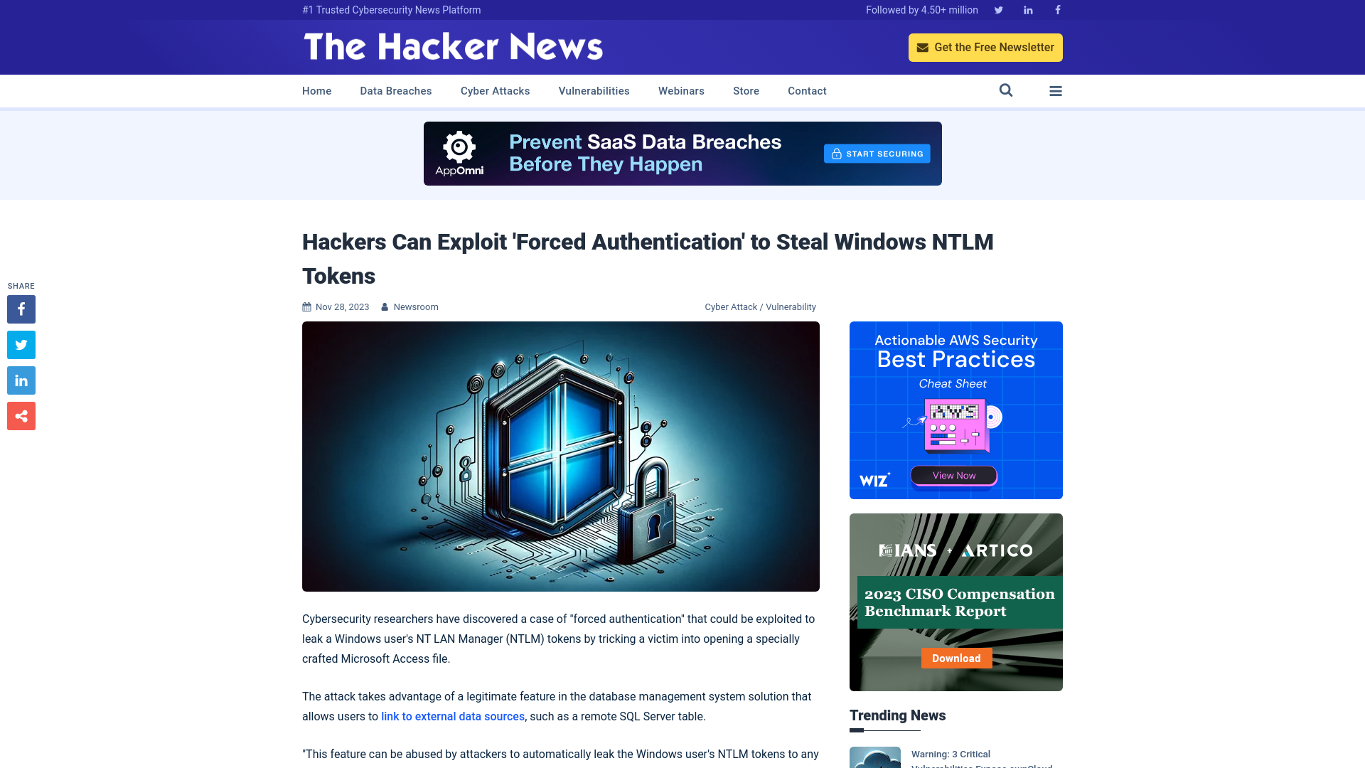 Hackers Can Exploit 'Forced Authentication' to Steal Windows NTLM Tokens