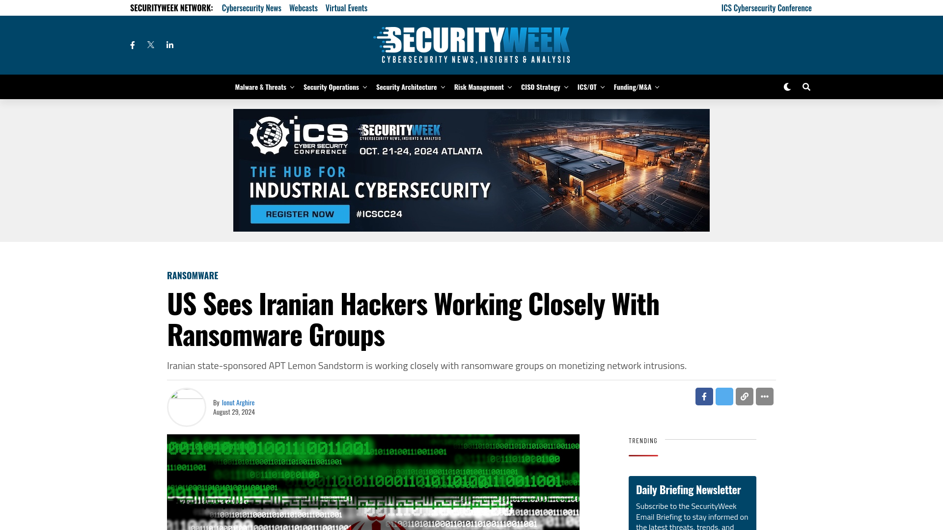 US Sees Iranian Hackers Working Closely With Ransomware Groups - SecurityWeek