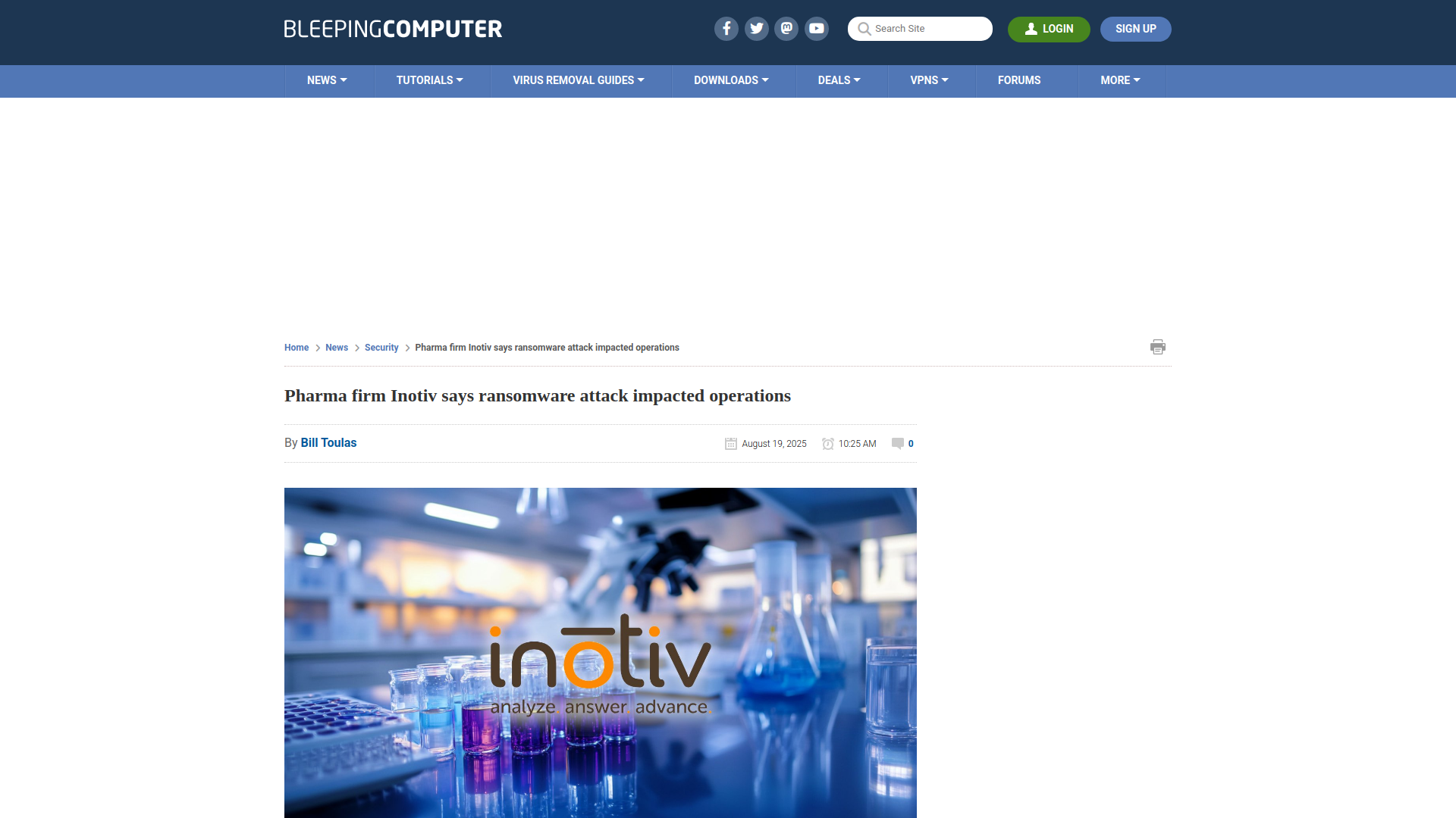 Pharma firm Inotiv says ransomware attack impacted operations