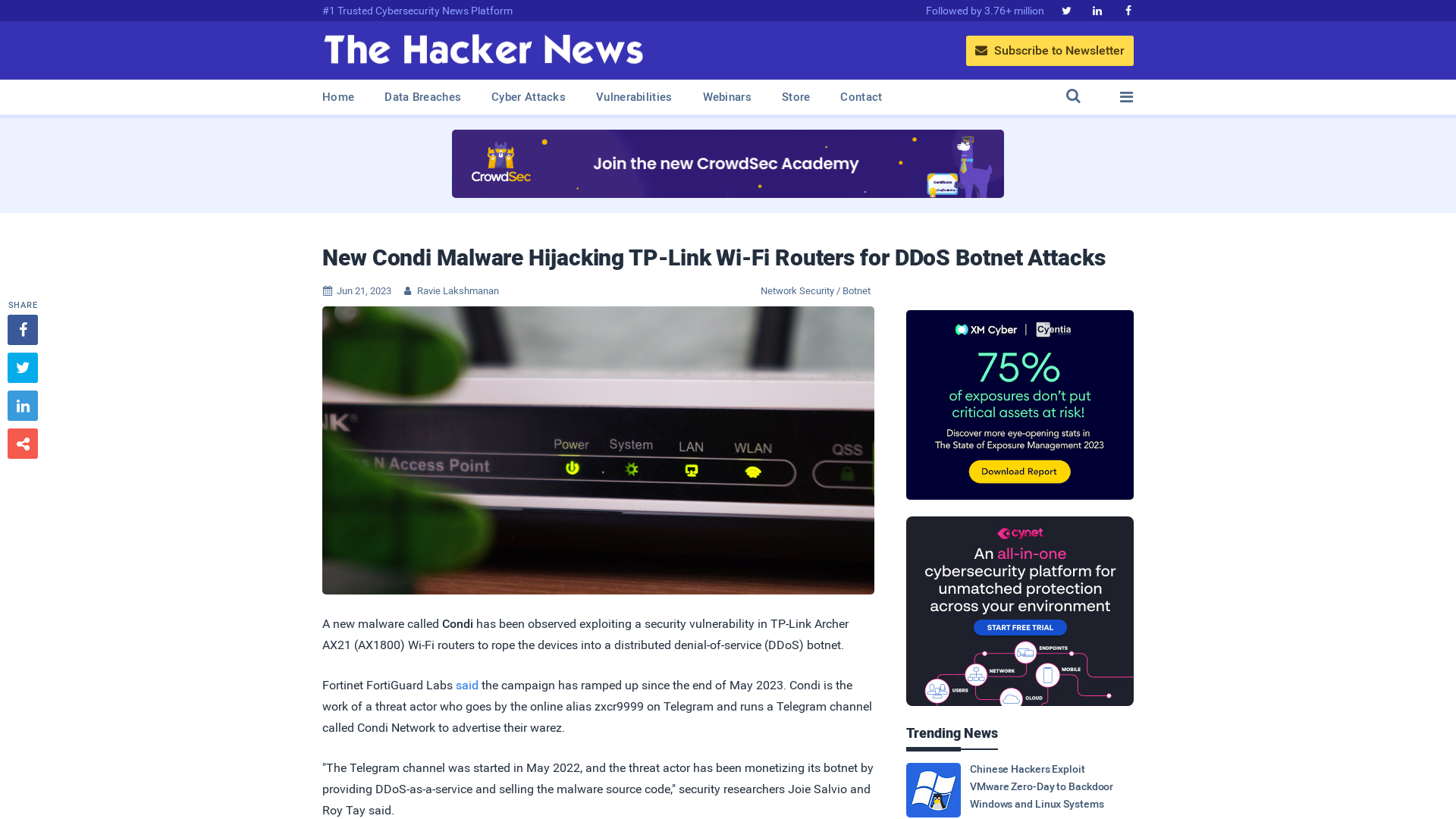 New Condi Malware Hijacking TP-Link Wi-Fi Routers for DDoS Botnet Attacks