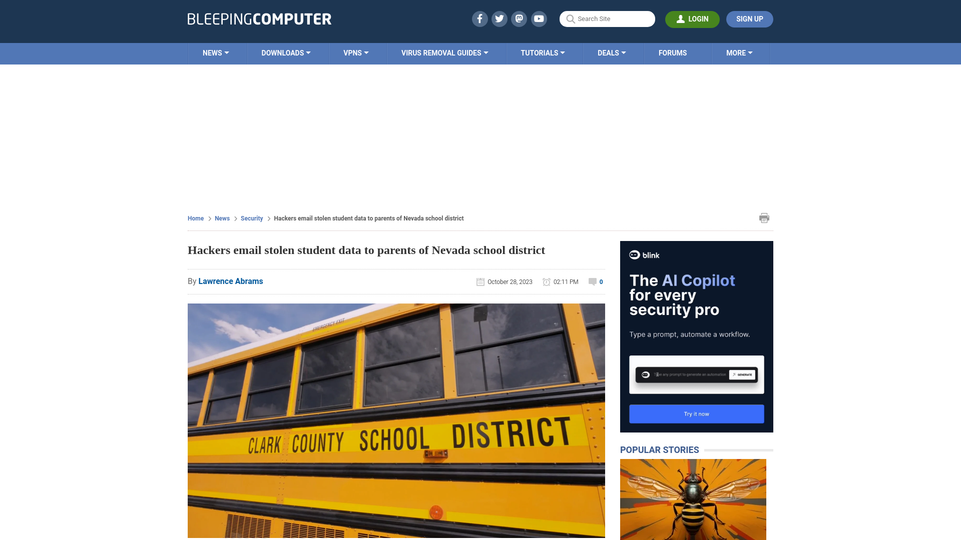 Hackers email stolen student data to parents of Nevada school district