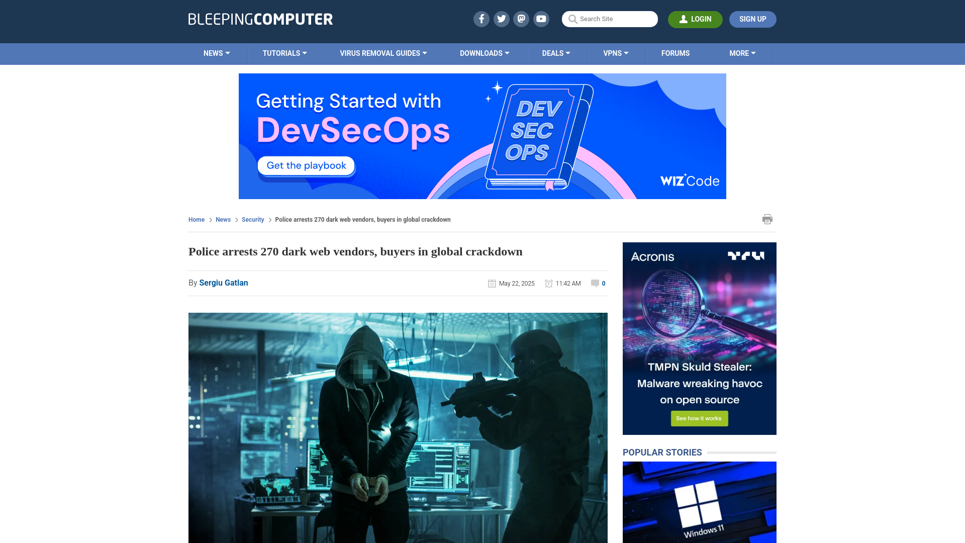 Police arrests 270 dark web vendors, buyers in global crackdown