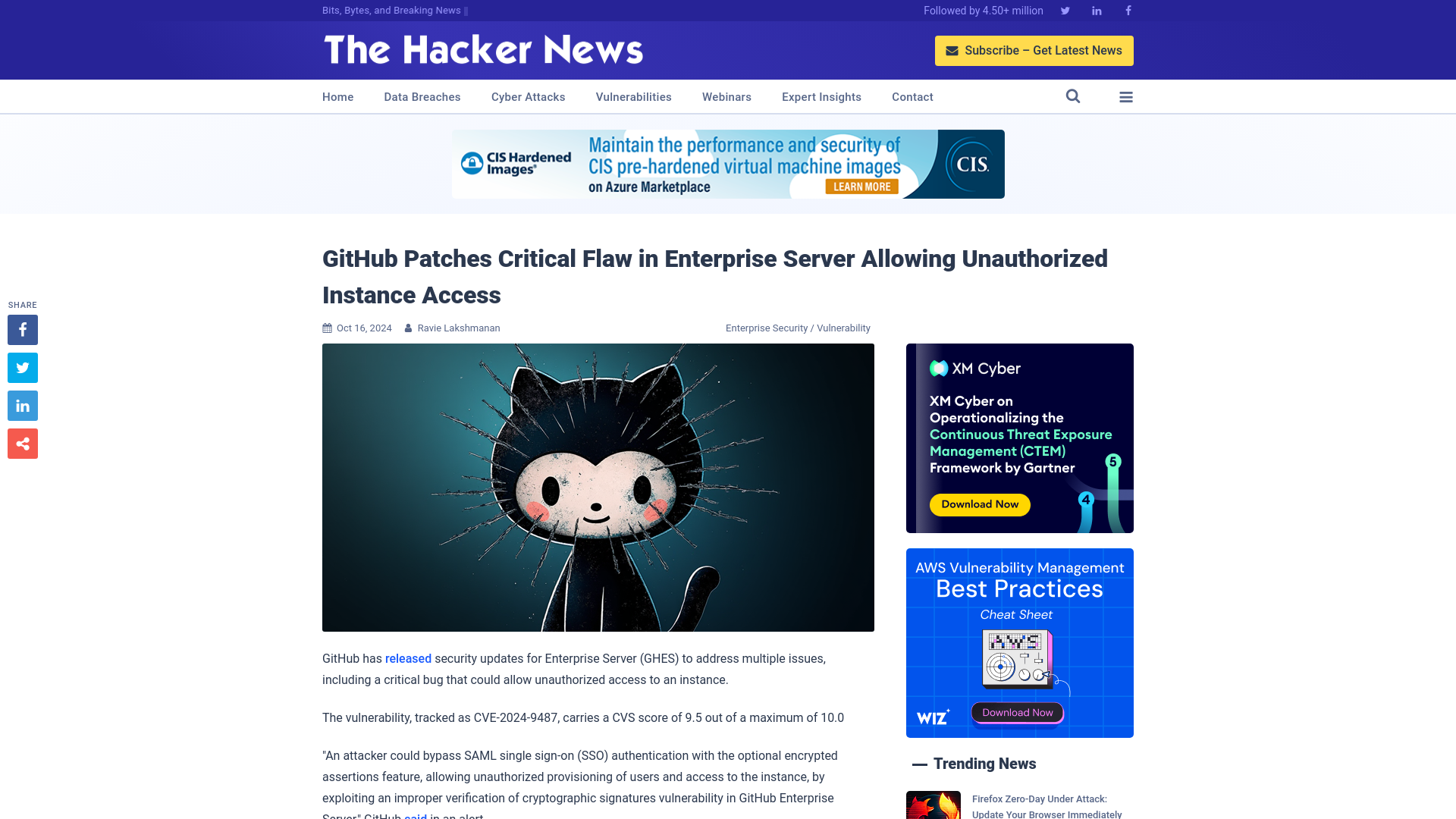 GitHub Patches Critical Flaw in Enterprise Server Allowing Unauthorized Instance Access