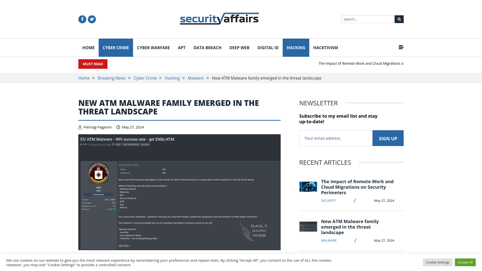 New ATM Malware family emerged in the threat landscape