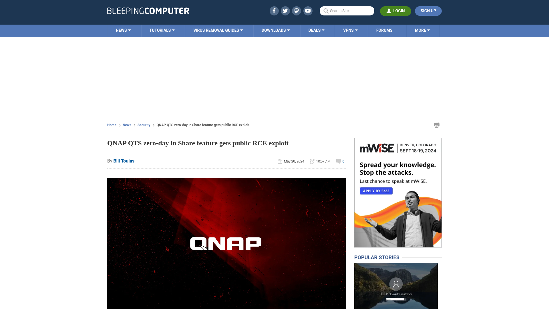 QNAP QTS zero-day in Share feature gets public RCE exploit