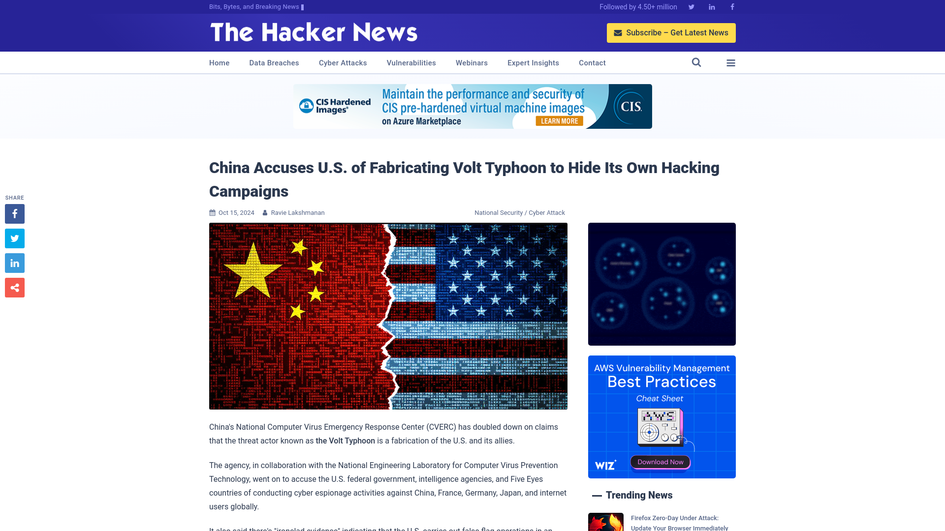 China Accuses U.S. of Fabricating Volt Typhoon to Hide Its Own Hacking Campaigns