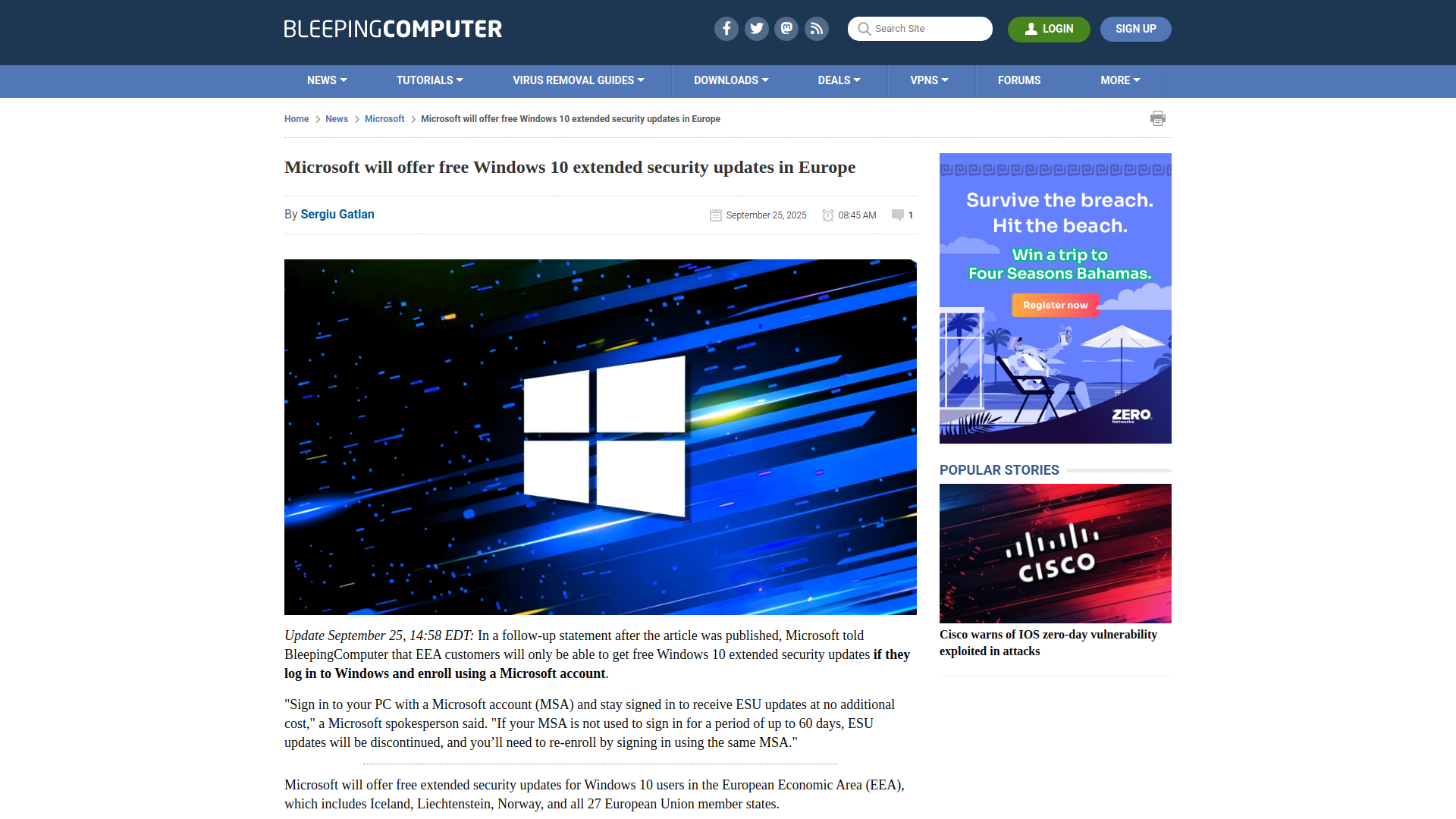 Microsoft will offer free Windows 10 extended security updates in Europe