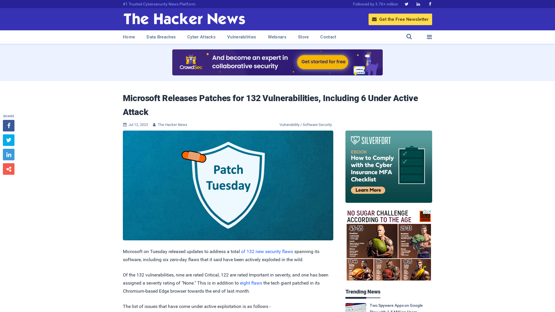 Microsoft Releases Patches for 132 Vulnerabilities, Including 6 Under Active Attack