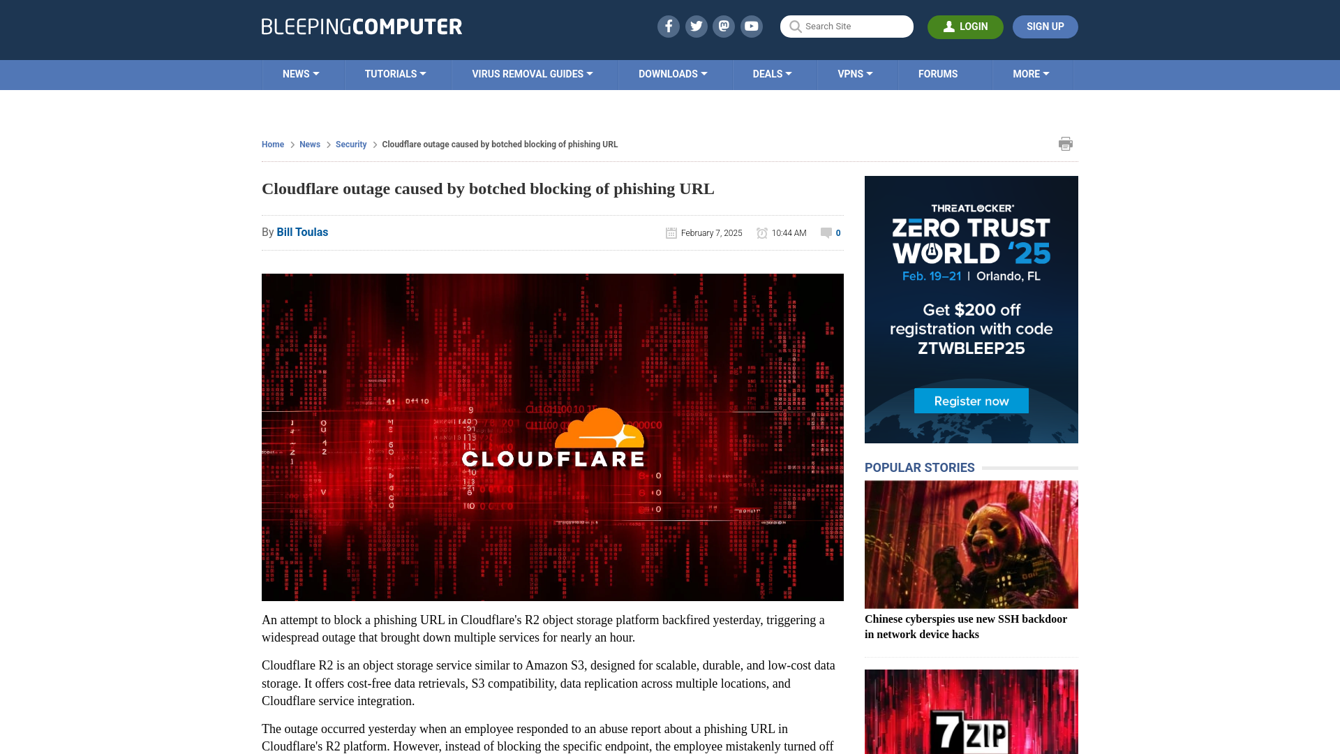 Cloudflare outage caused by botched blocking of phishing URL