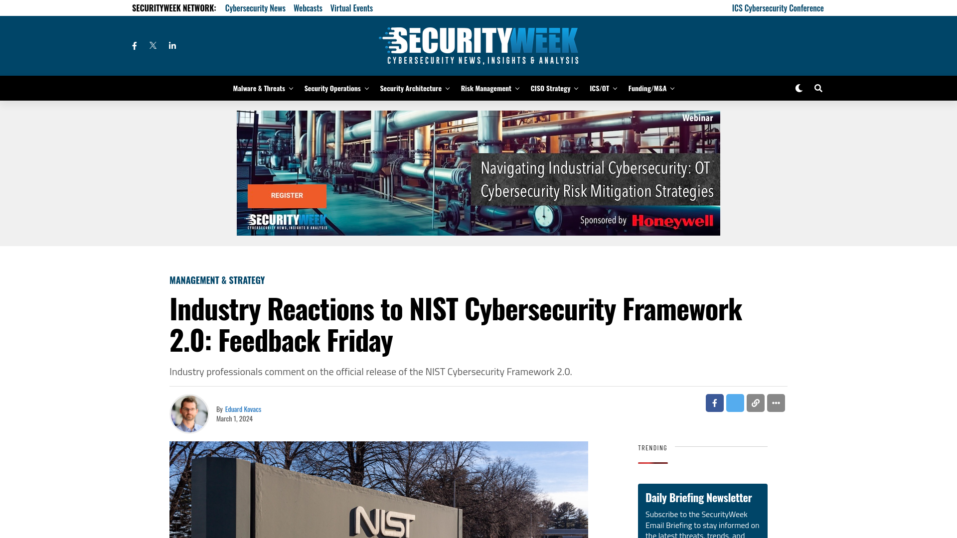 Industry Reactions to NIST Cybersecurity Framework 2.0: Feedback Friday - SecurityWeek