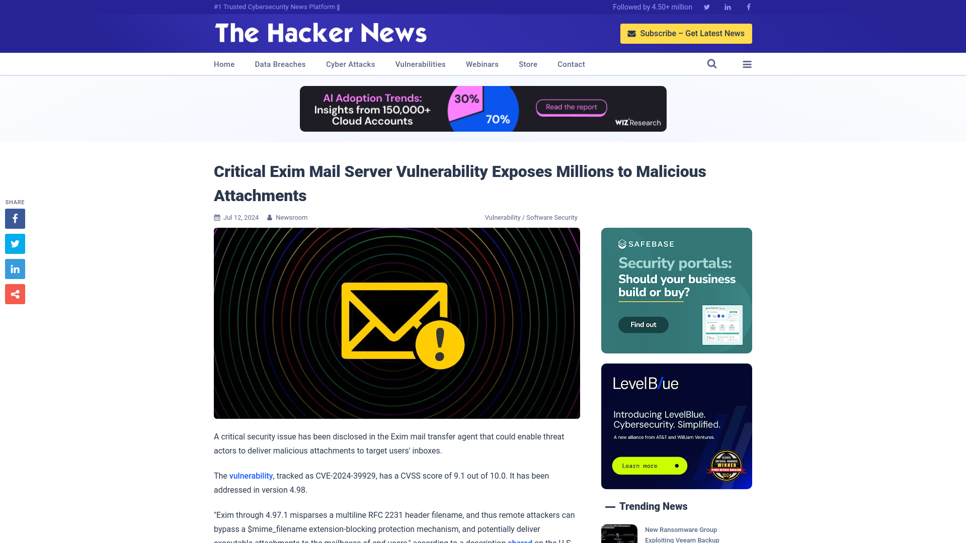 Critical Exim Mail Server Vulnerability Exposes Millions to Malicious Attachments