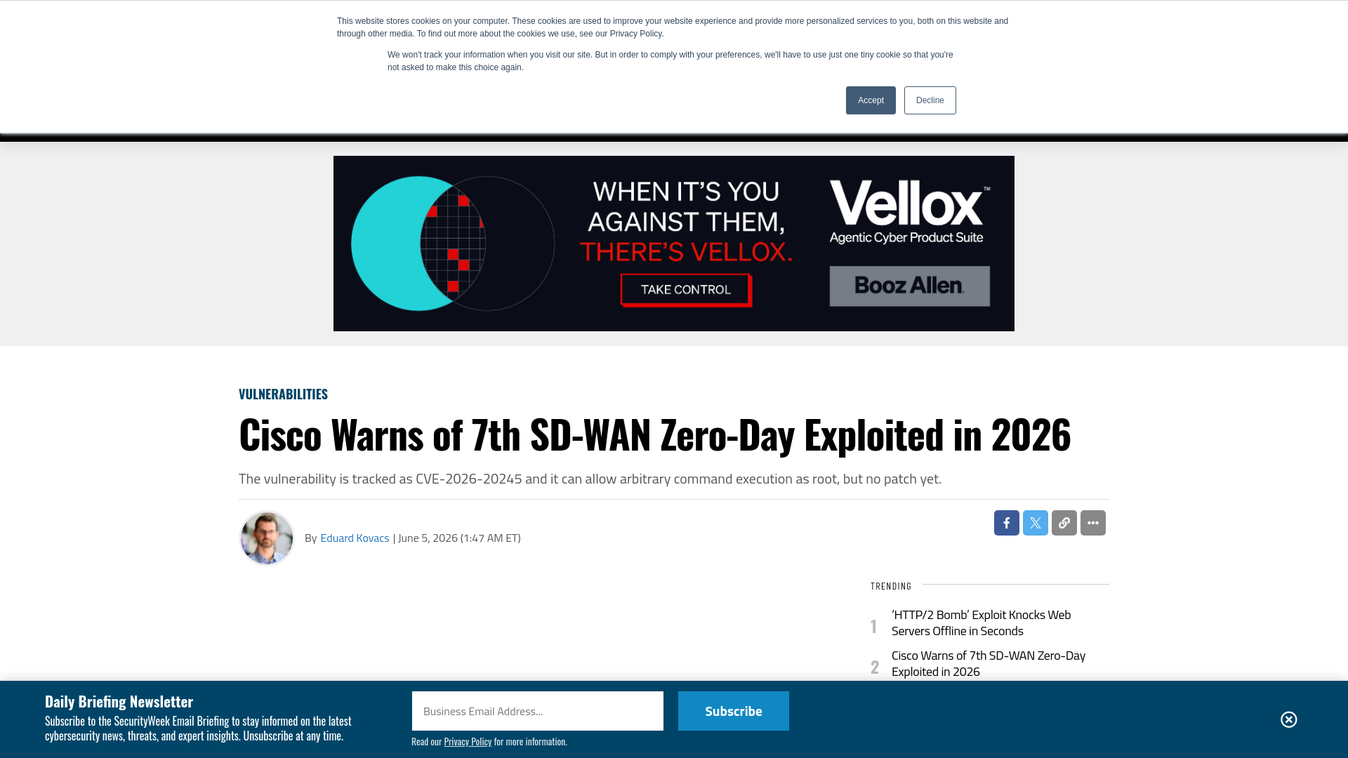 Cisco Warns of 7th SD-WAN Zero-Day Exploited in 2026 - SecurityWeek