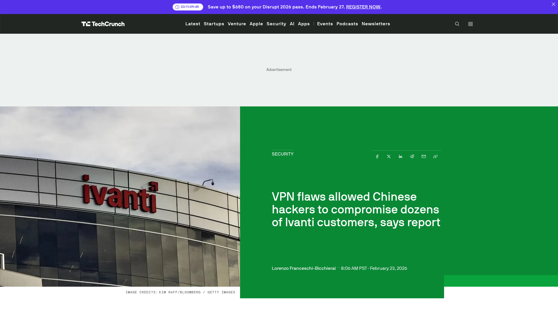 VPN flaws allowed Chinese hackers to compromise dozens of Ivanti customers, says report | TechCrunch