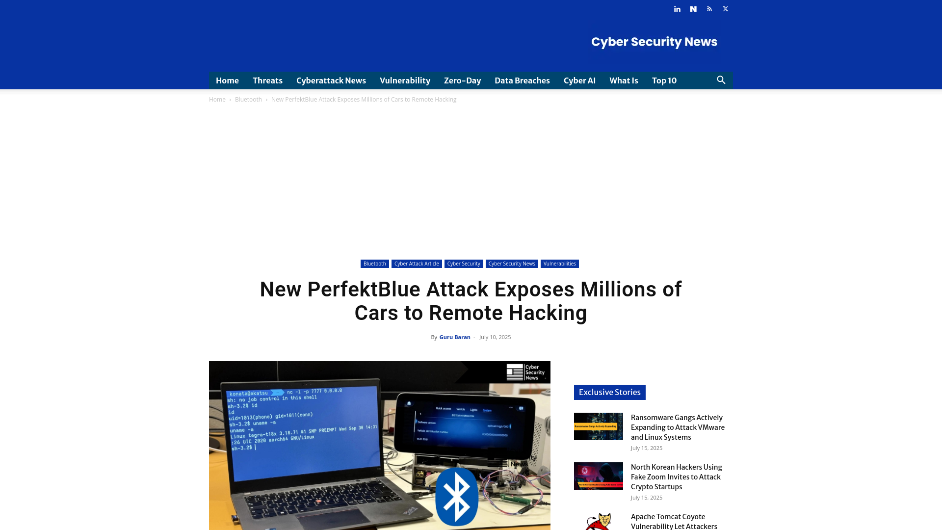 New PerfektBlue Attack Exposes Millions of Cars to Remote Hacking