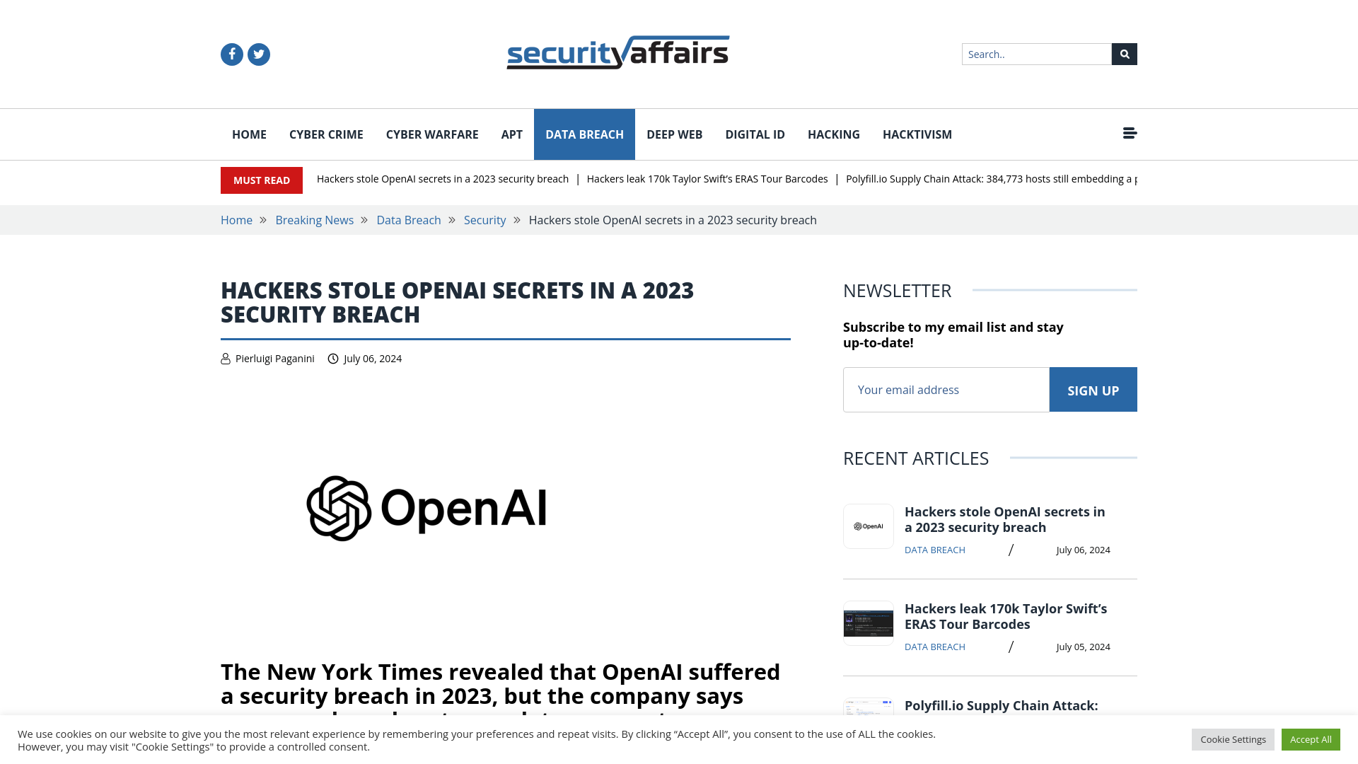 Hackers stole OpenAI secrets in a 2023 security breach