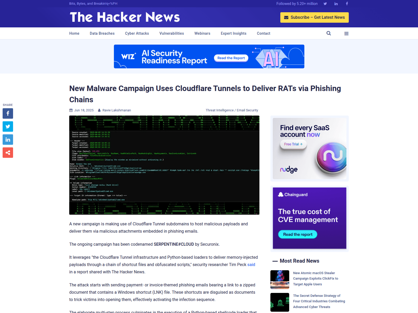 New Malware Campaign Uses Cloudflare Tunnels to Deliver RATs via Phishing Chains
