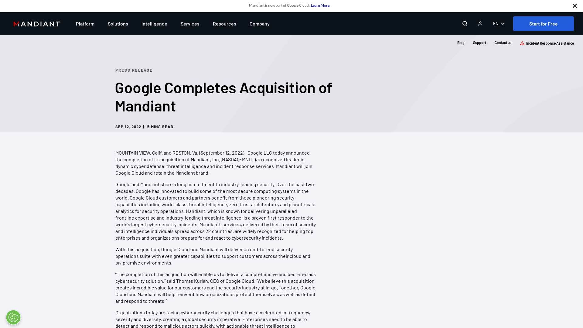 Google Completes Acquisition of Mandiant | Mandiant
