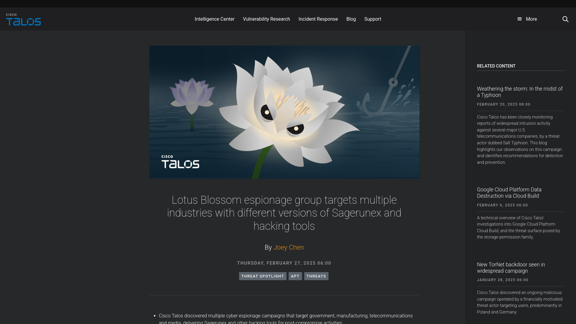 Lotus Blossom espionage group targets multiple industries with different versions of Sagerunex and hacking tools