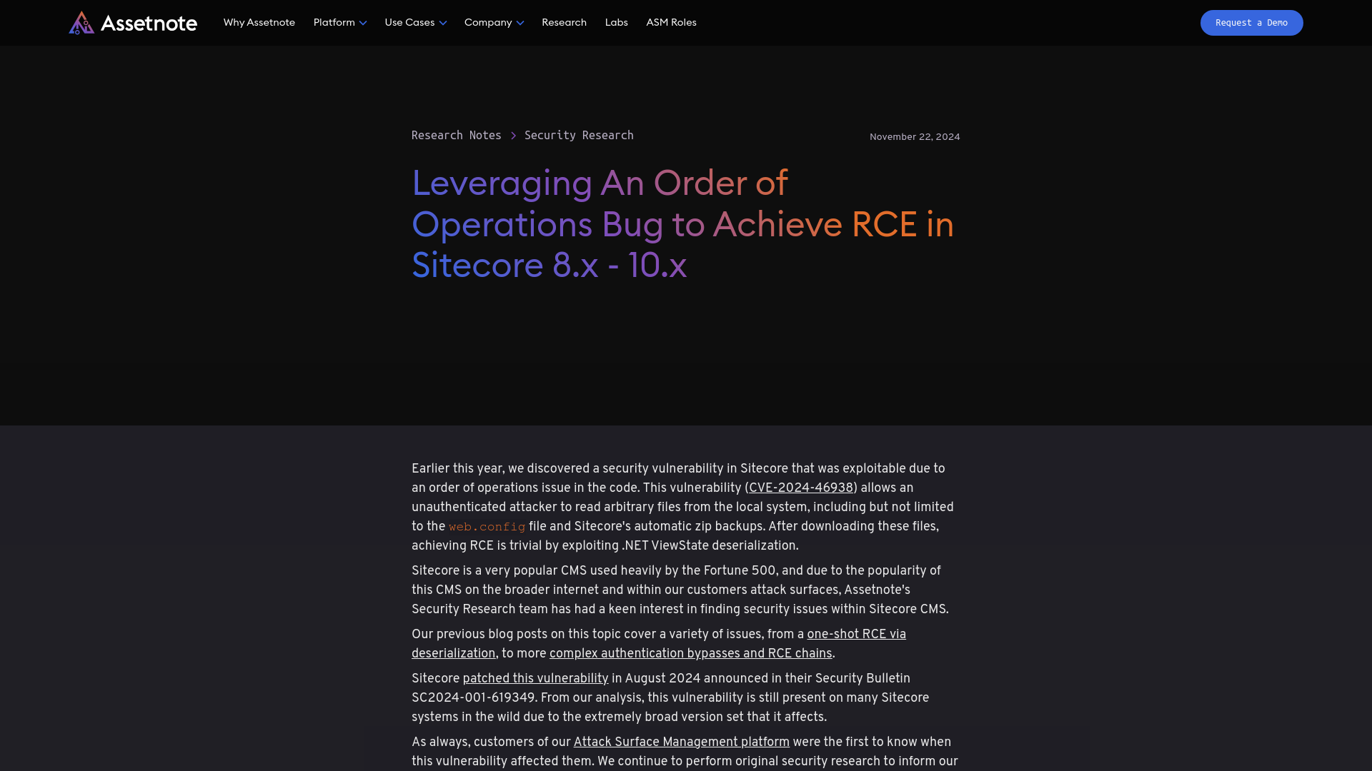 Leveraging An Order of Operations Bug to Achieve RCE in Sitecore 8.x - 10.x