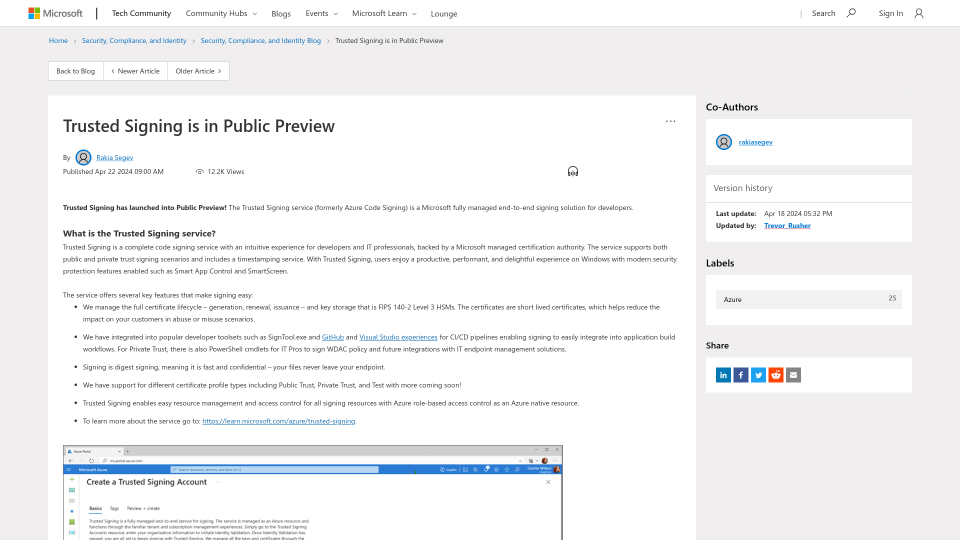 Trusted Signing is in Public Preview - Microsoft Community Hub