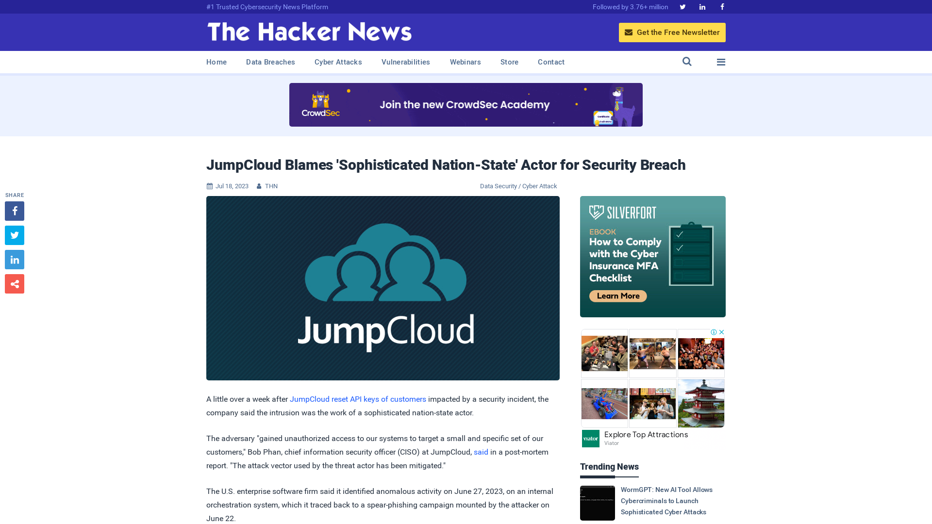 JumpCloud Blames 'Sophisticated Nation-State' Actor for Security Breach