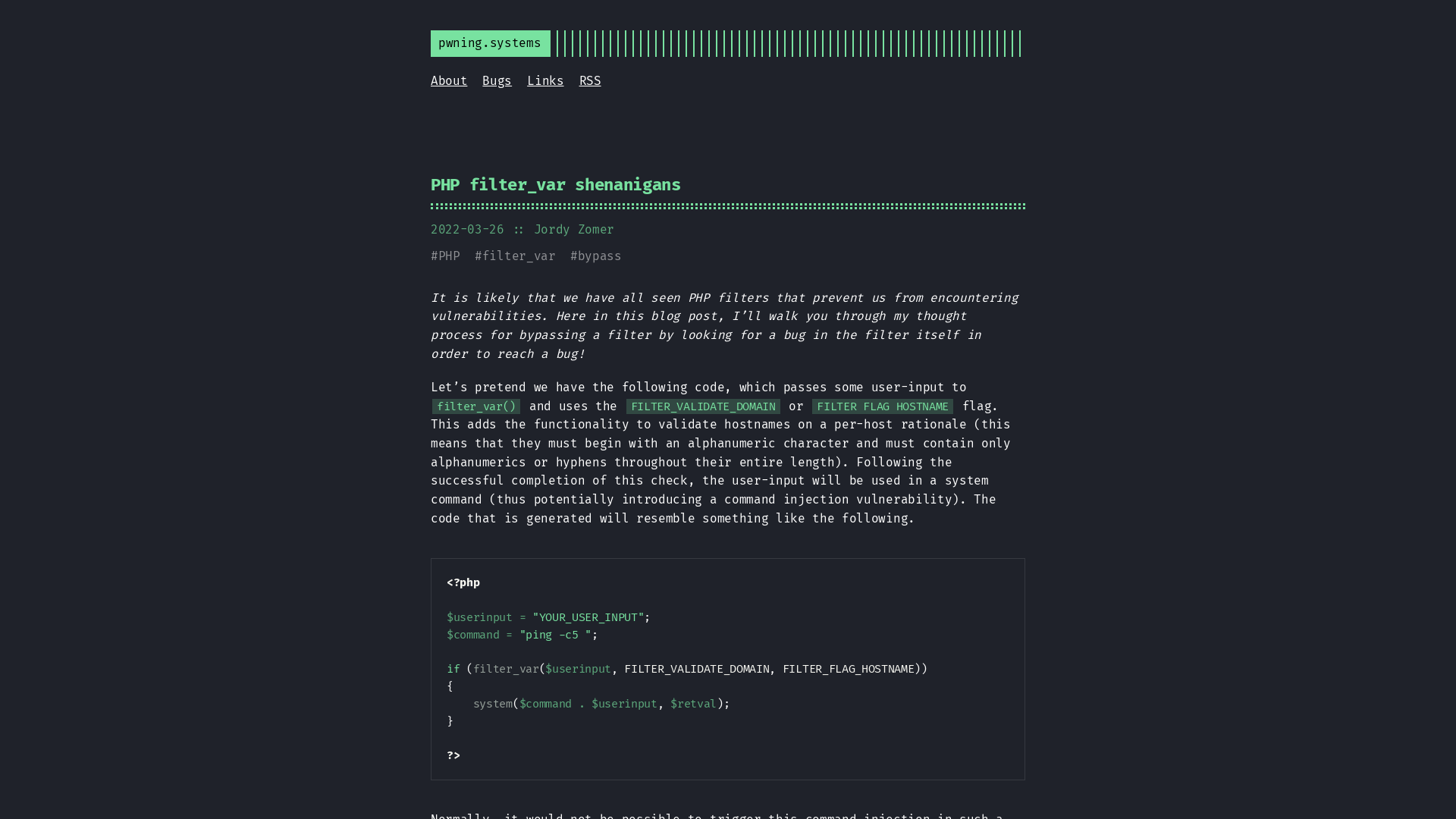 PHP filter_var shenanigans :: pwning.systems