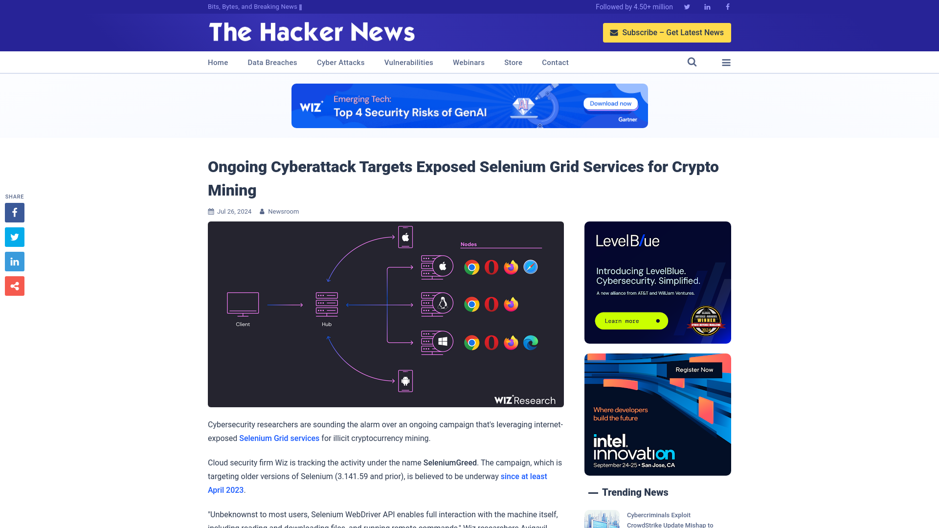 Ongoing Cyberattack Targets Exposed Selenium Grid Services for Crypto Mining