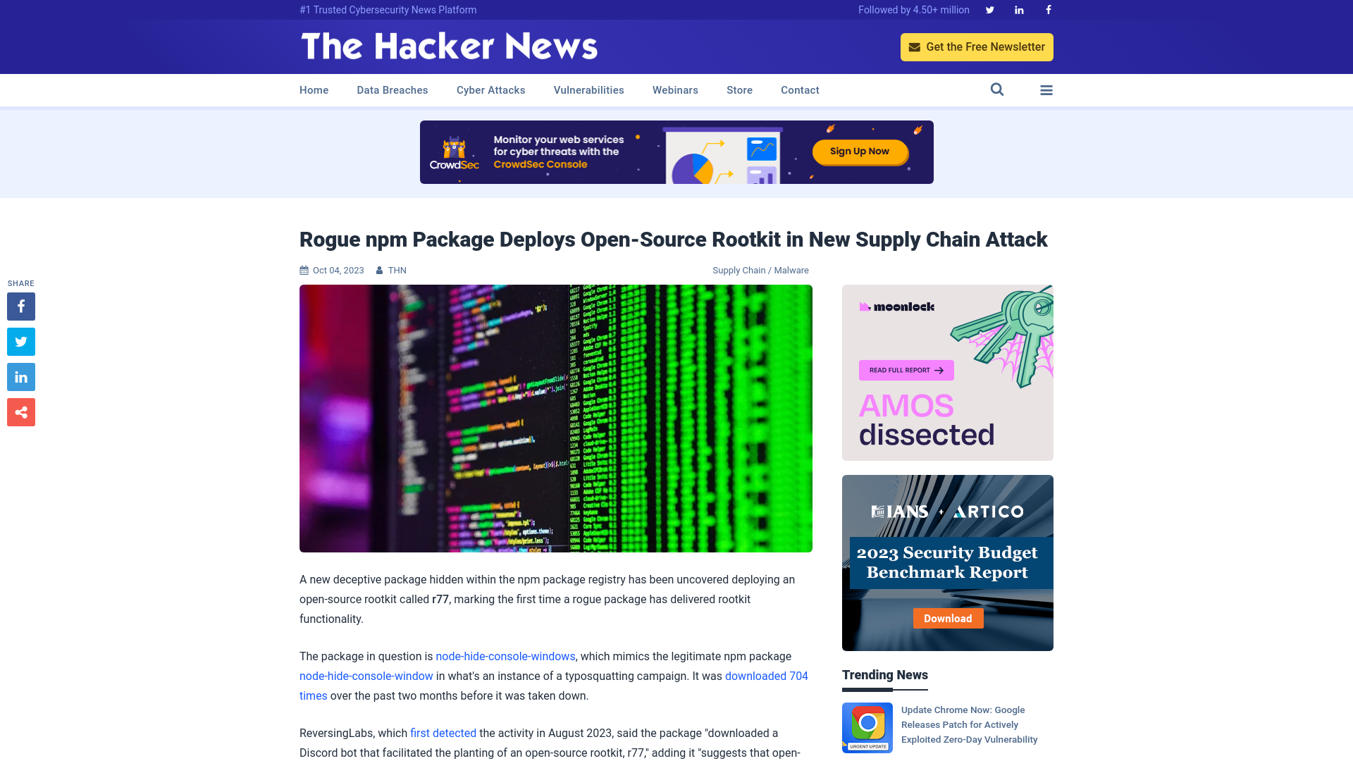 Rogue npm Package Deploys Open-Source Rootkit in New Supply Chain Attack