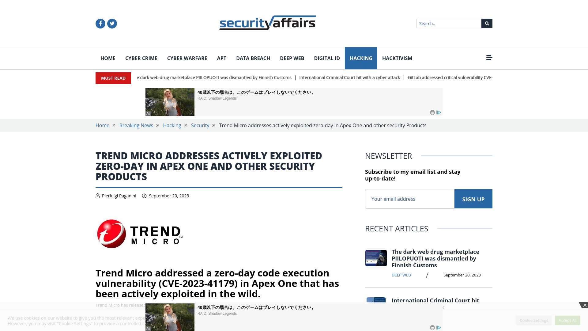 Trend Micro addresses actively exploited zero-day in Apex One