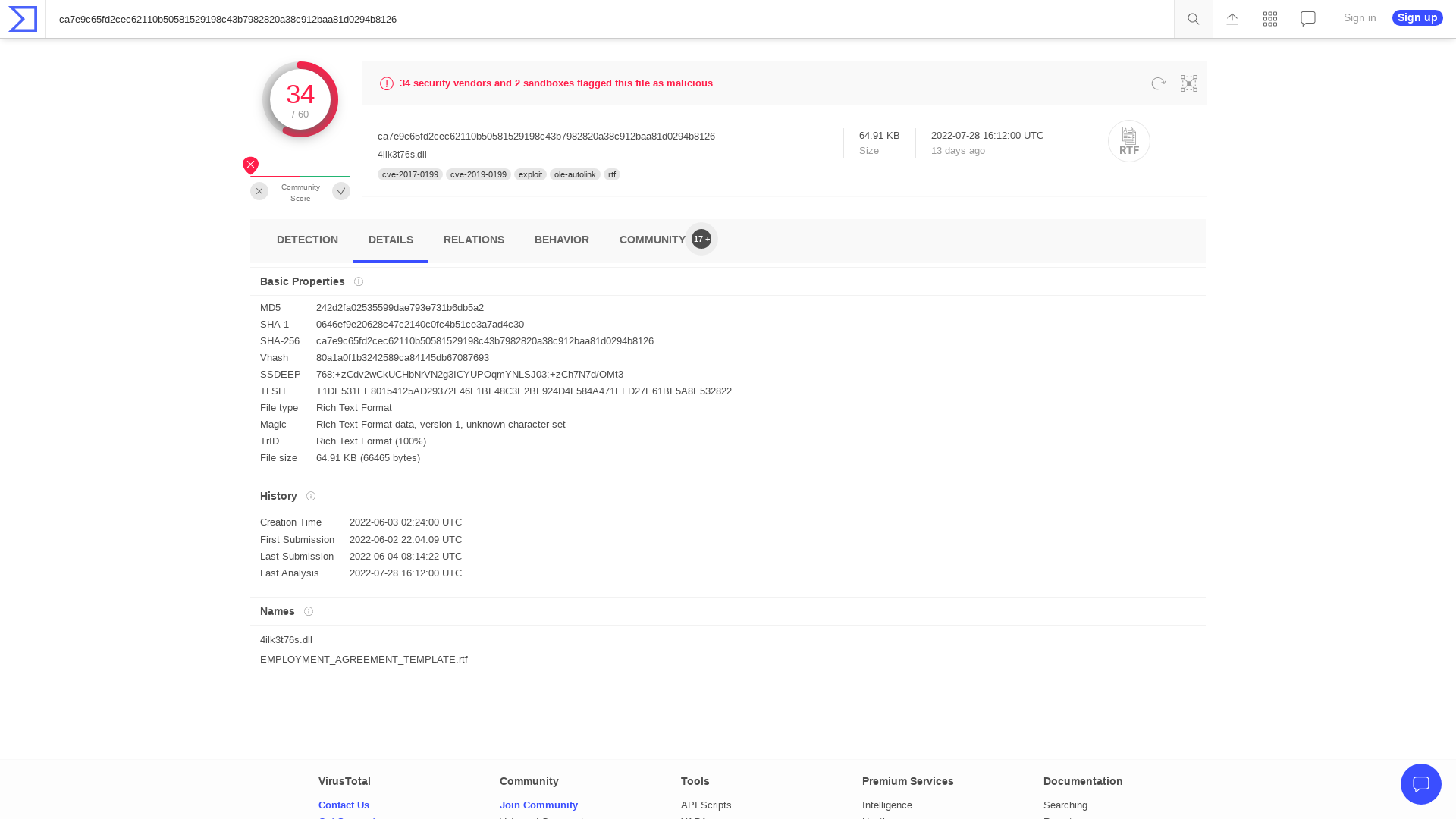 VirusTotal - File - ca7e9c65fd2cec62110b50581529198c43b7982820a38c912baa81d0294b8126