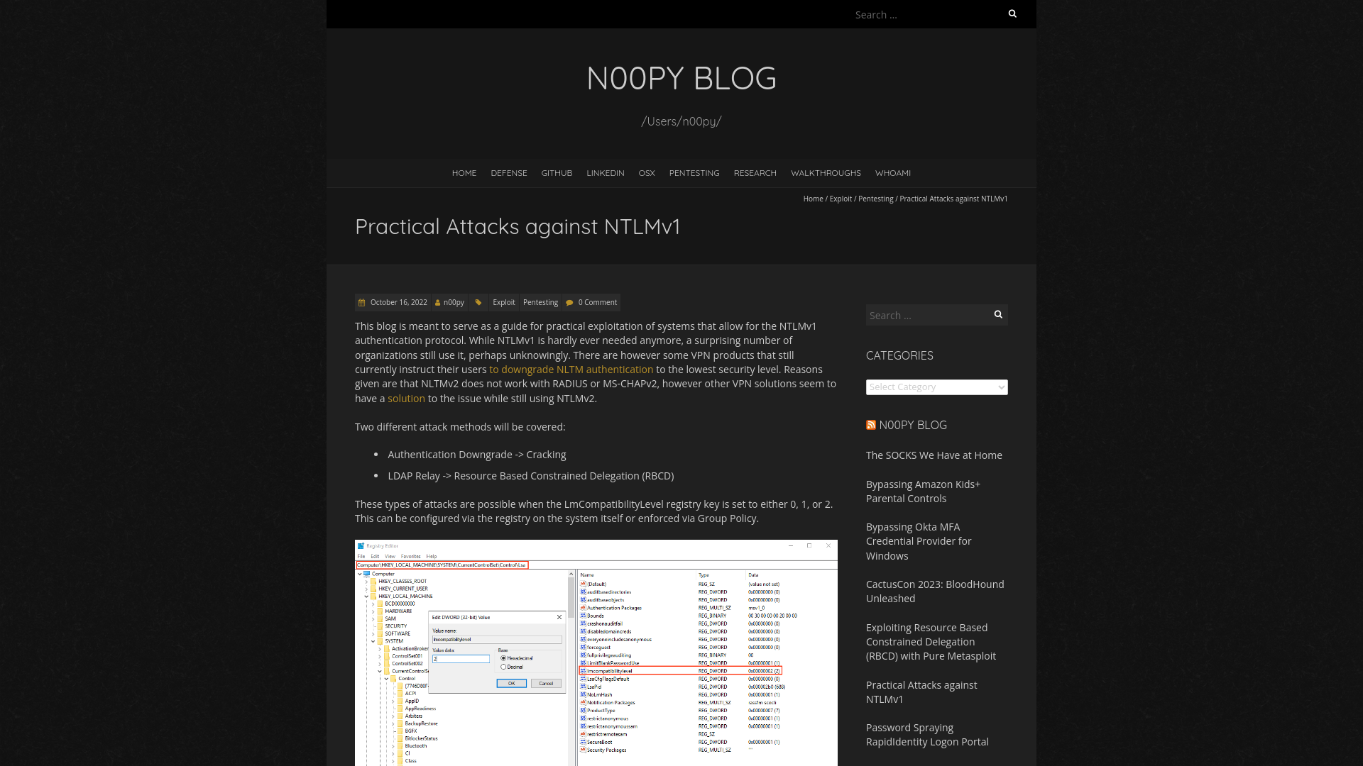 Practical Attacks against NTLMv1 – n00py Blog