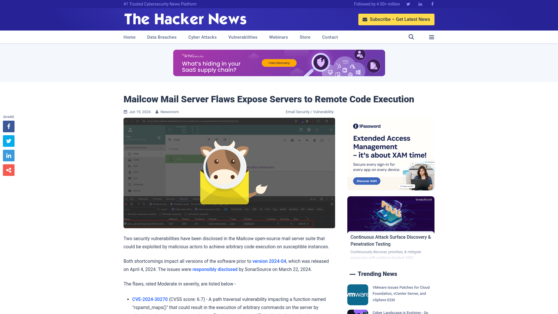 Mailcow Mail Server Flaws Expose Servers to Remote Code Execution