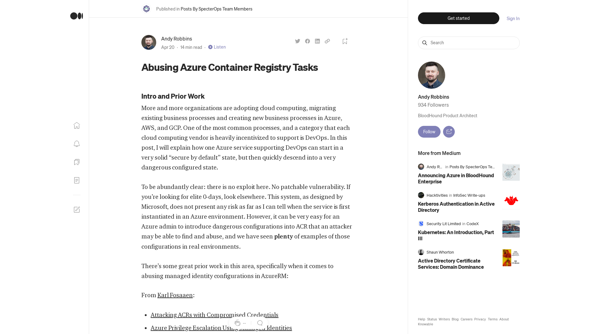 Abusing Azure Container Registry Tasks | by Andy Robbins | Posts By SpecterOps Team Members