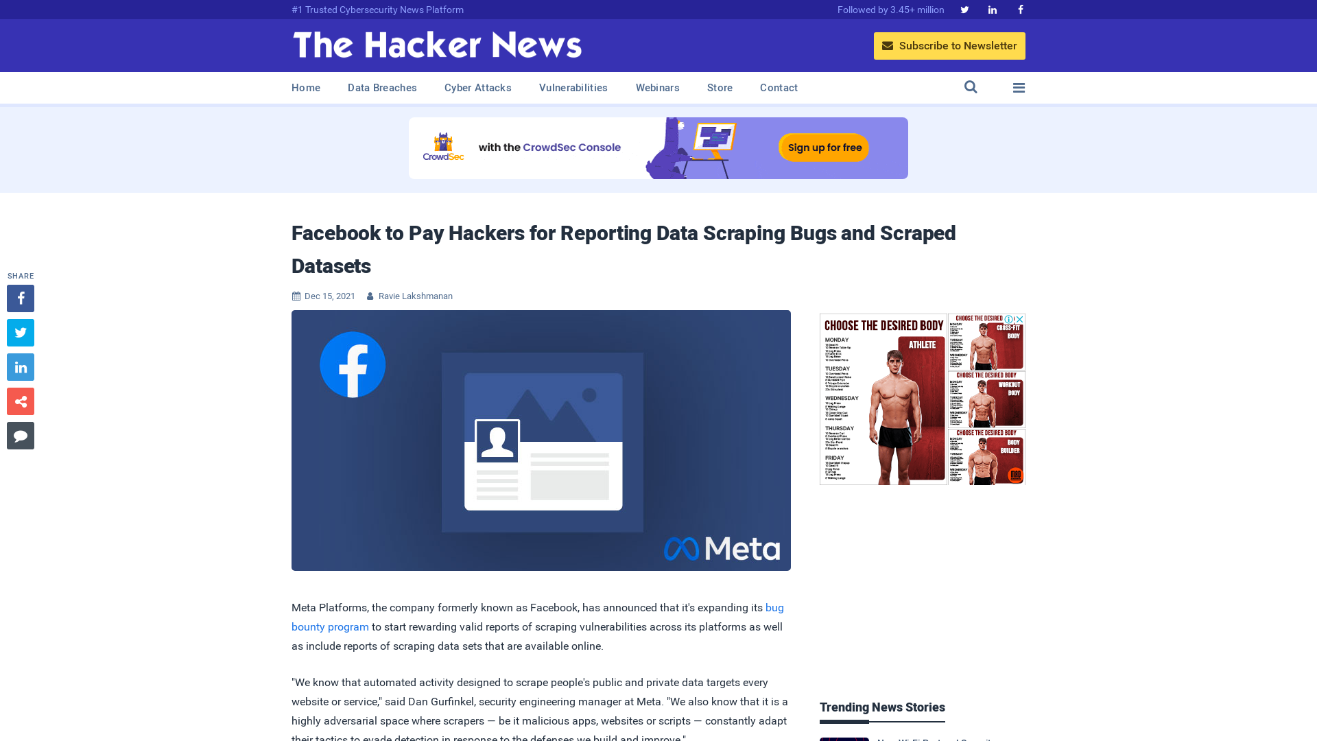 Facebook to Pay Hackers for Reporting Data Scraping Bugs and Scraped Datasets