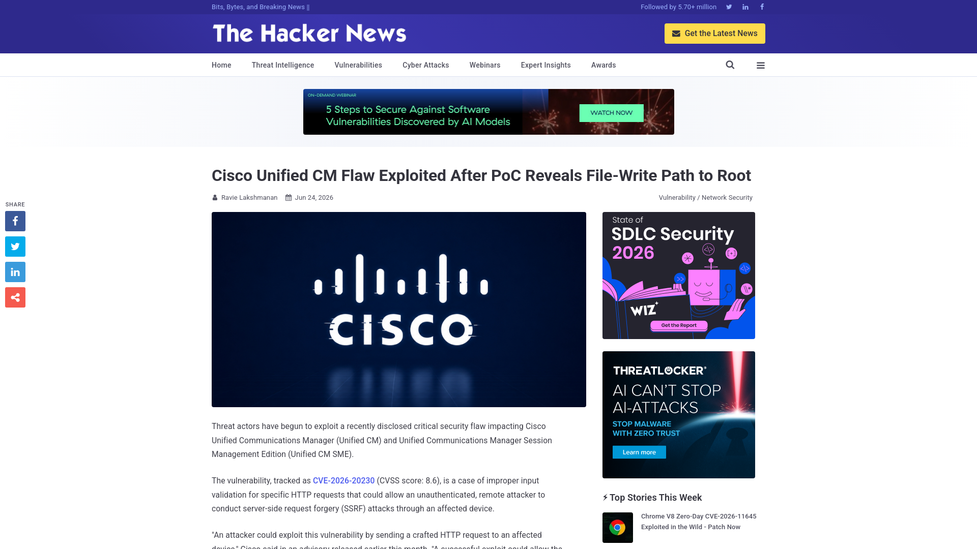 Cisco Unified CM Flaw Exploited After PoC Reveals File-Write Path to Root