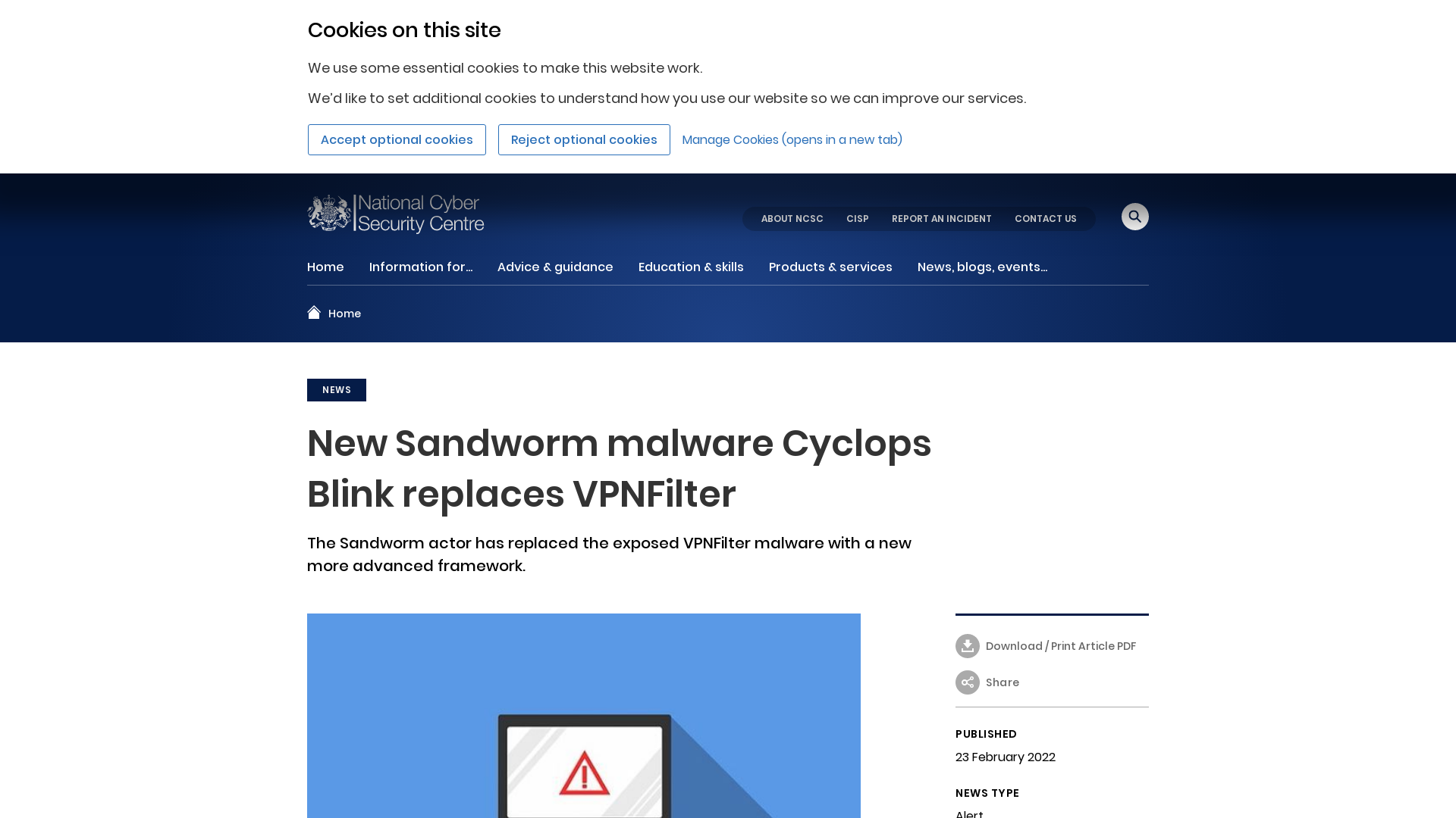 New Sandworm malware Cyclops Blink replaces VPNFilter - NCSC.GOV.UK