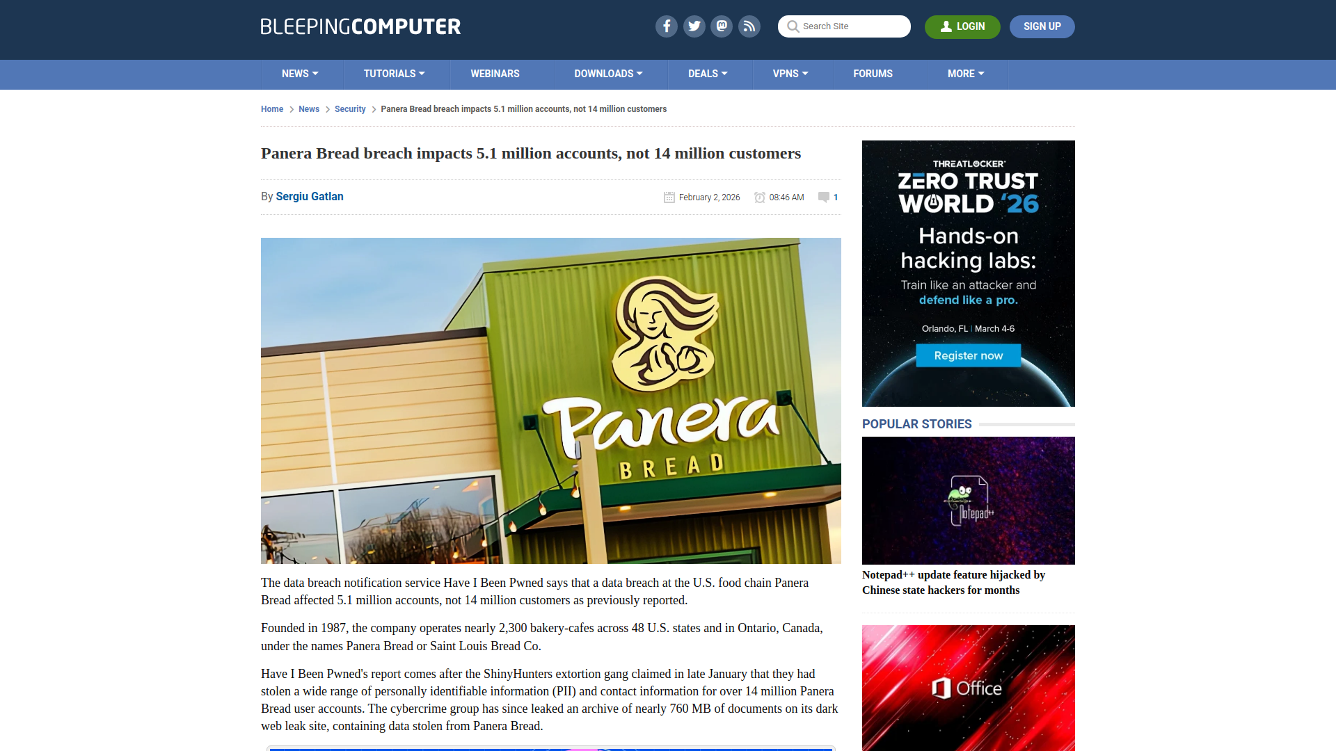 Panera Bread breach impacts 5.1 million accounts, not 14 million customers